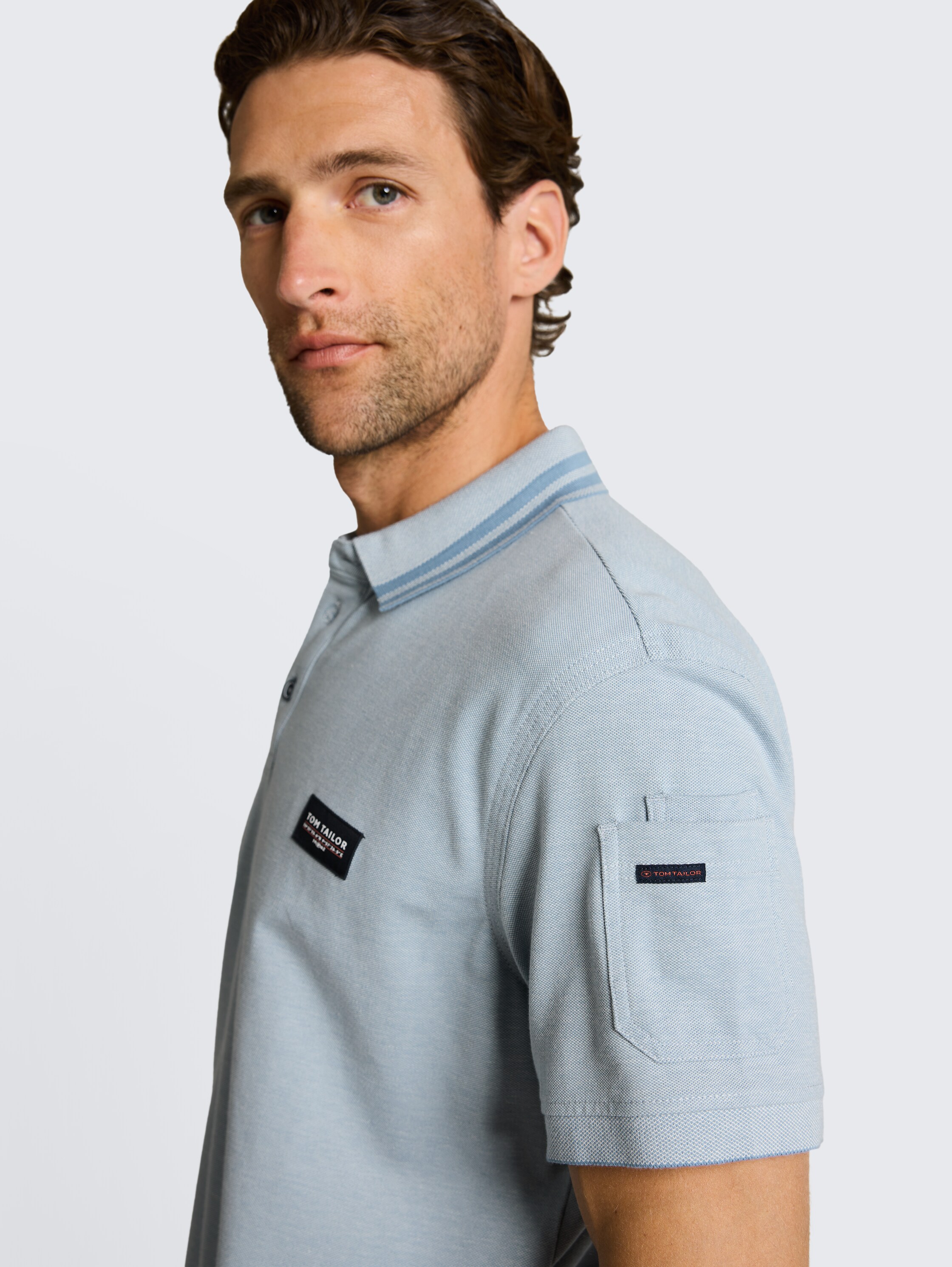 Polo avec poche sur la manche - blue_white_two_tone - 