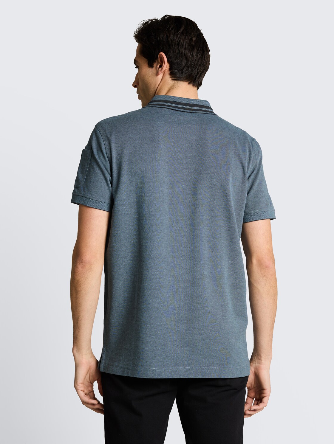 Poloshirt mit Ärmeltasche - blue grey two tone