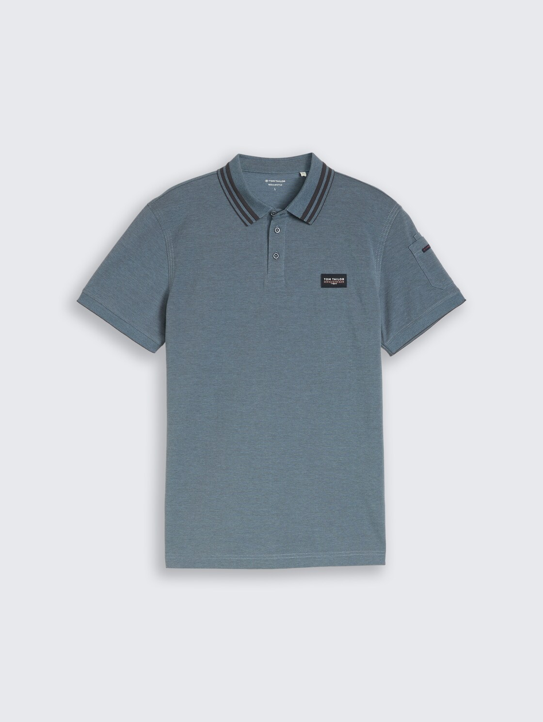 Poloshirt mit Ärmeltasche - blue grey two tone