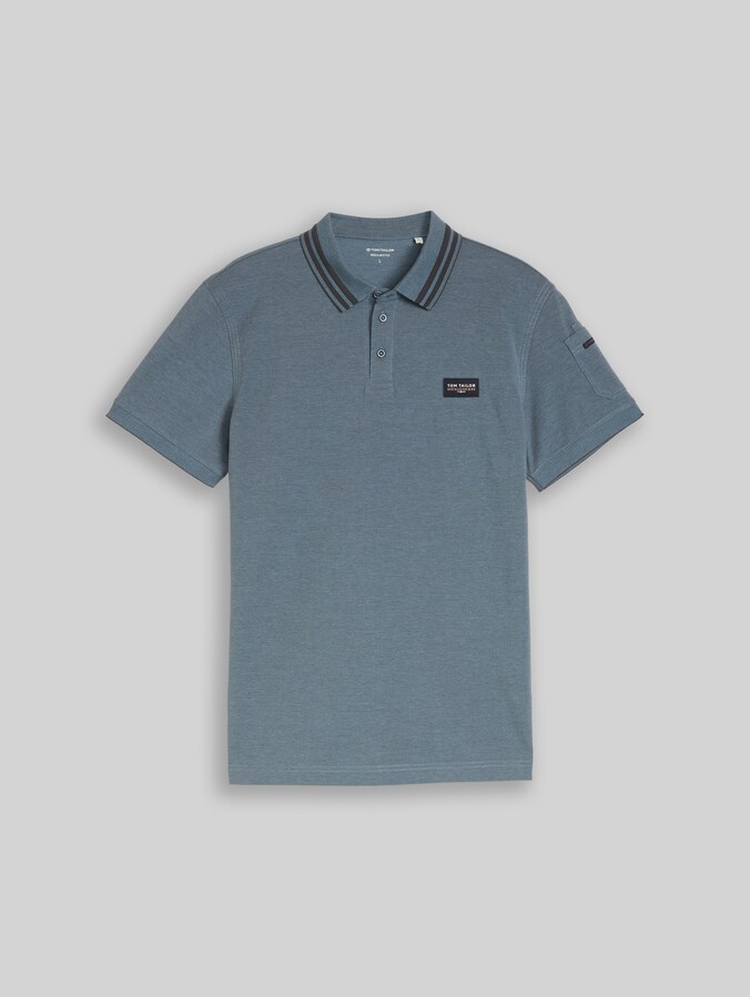 Polo avec poche sur la manche par Men, blue grey two tone
