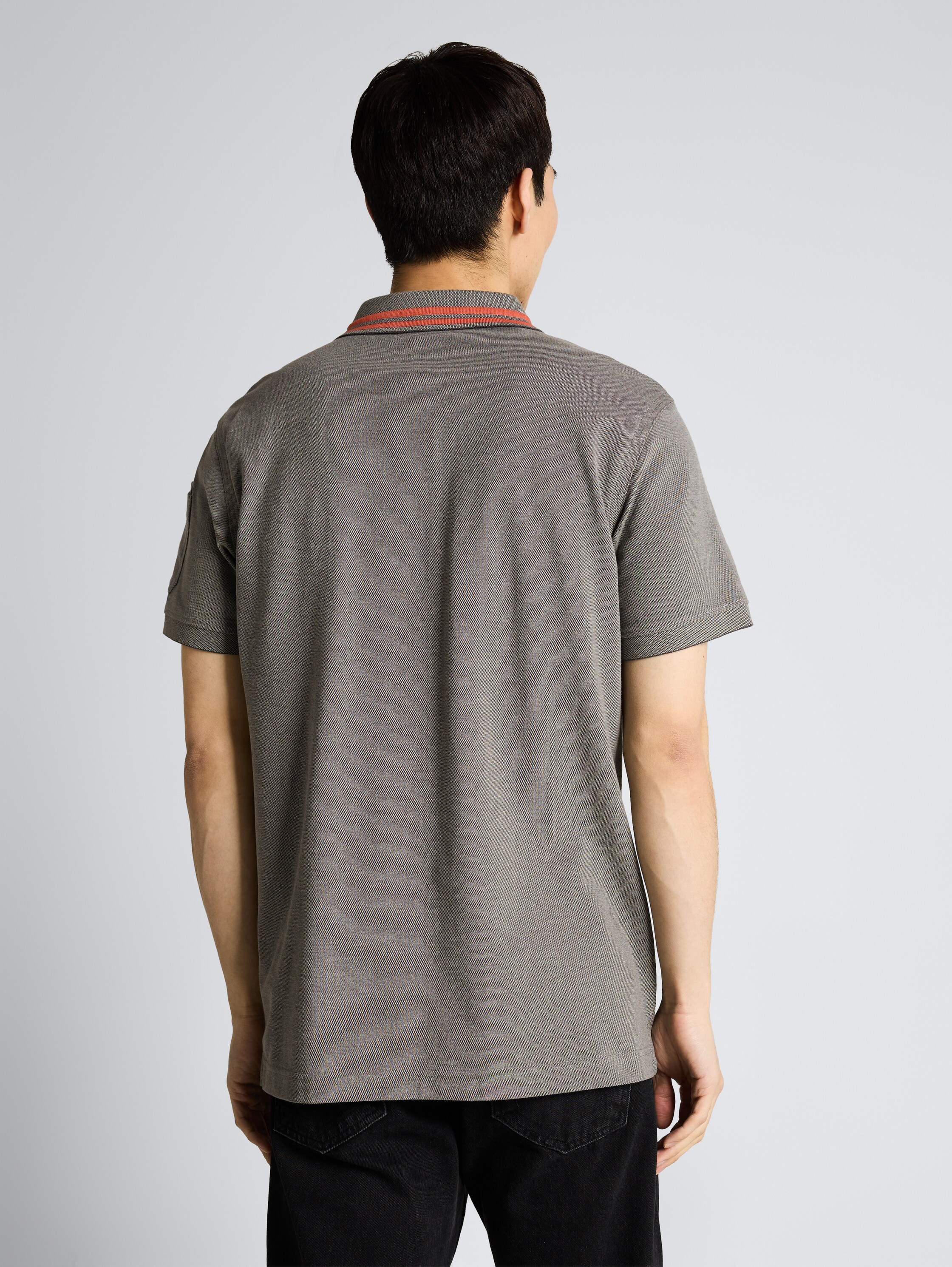 Poloshirt met zak op de mouw - olive green grey two tone