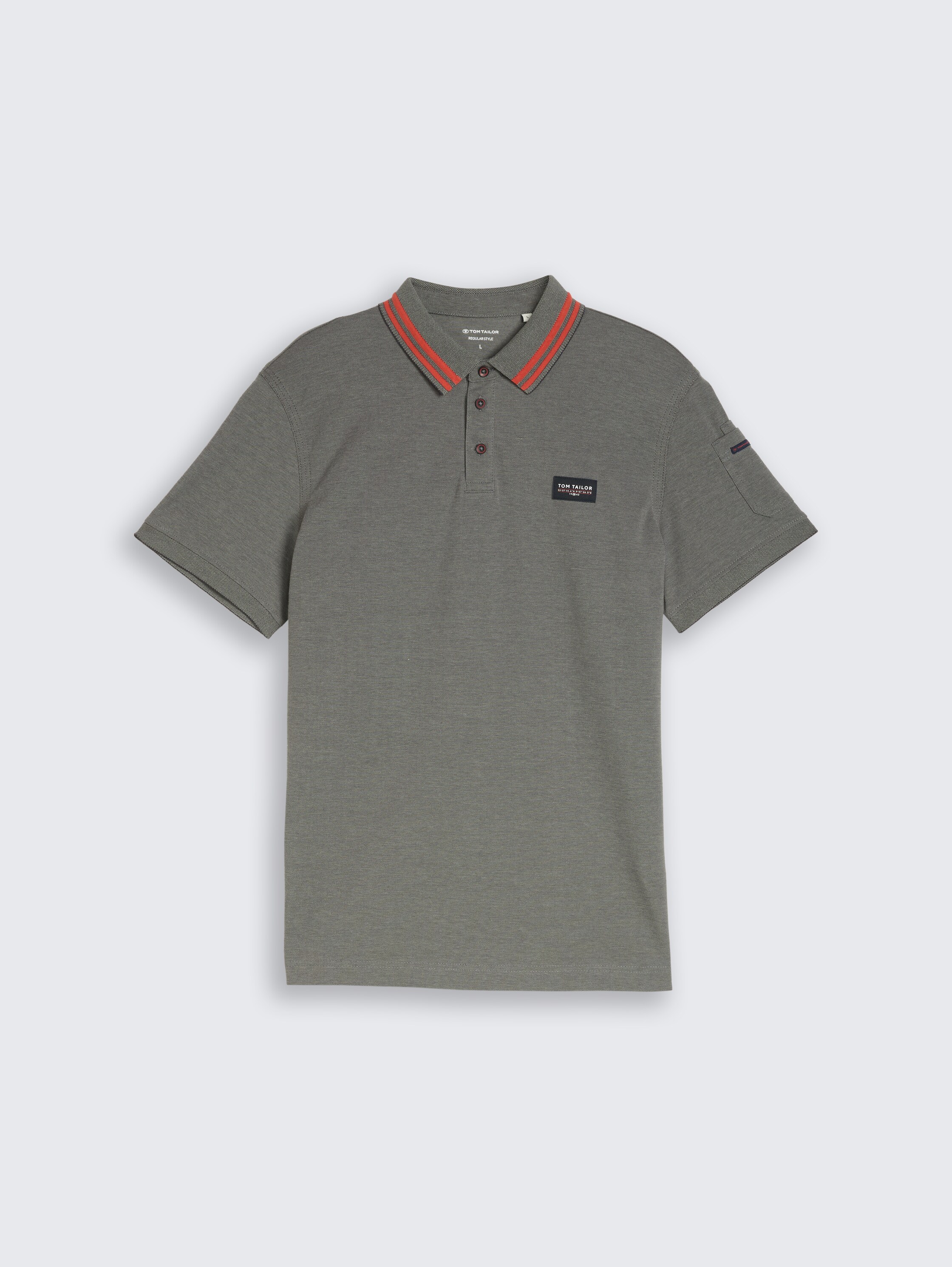 Poloshirt met zak op de mouw - olive green grey two tone