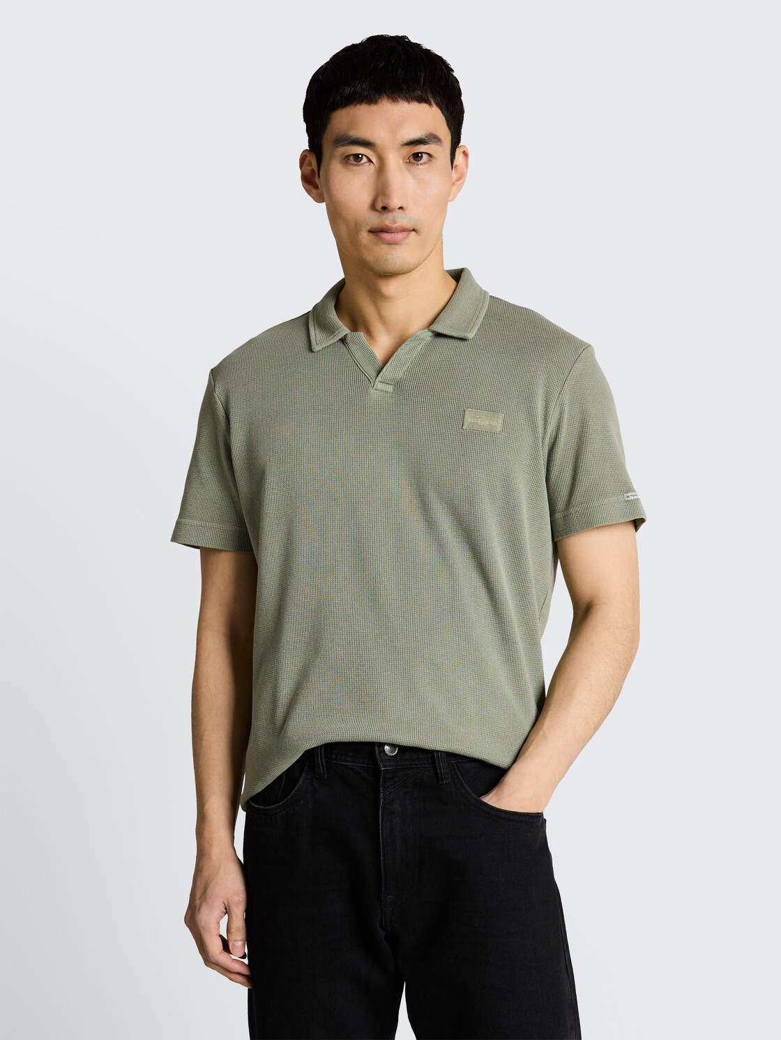 Resort Poloshirt im Used-Look - Greyish Shadow Olive