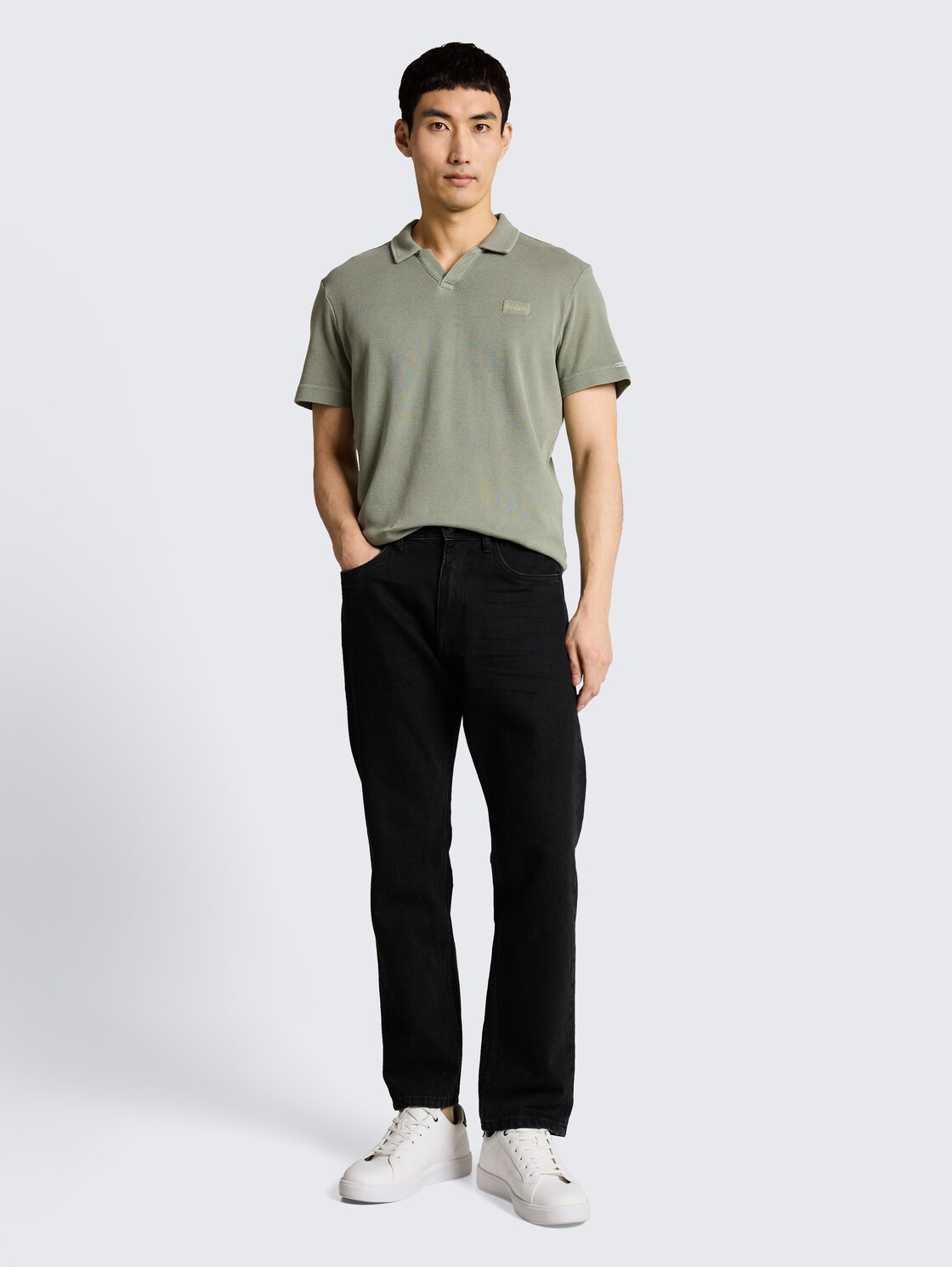 Resort Poloshirt im Used-Look - Greyish Shadow Olive