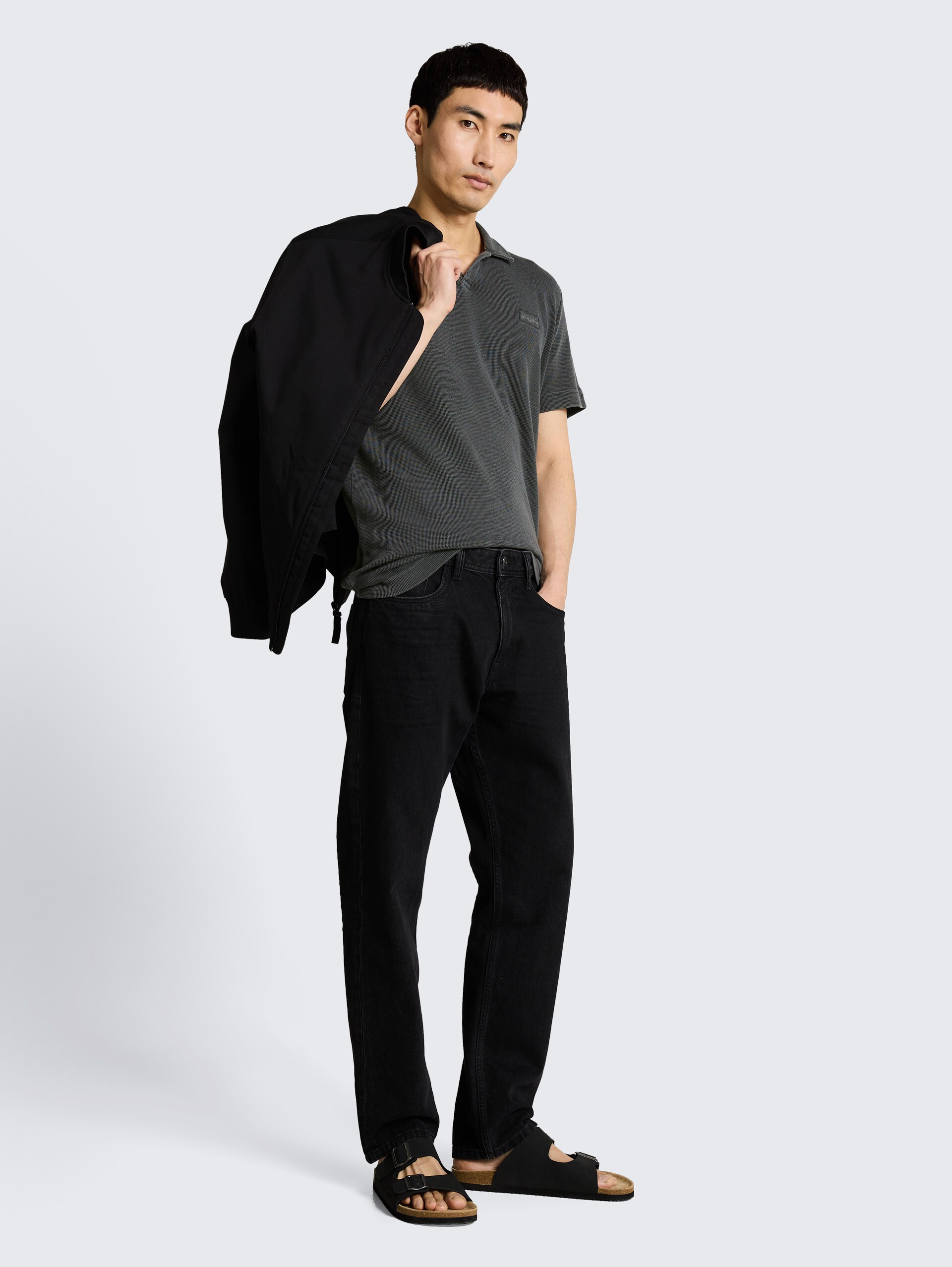 Resort poloshirt in used-look - Tarmac Grey