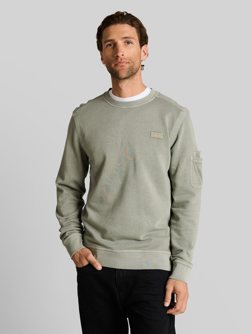 Sweatshirt mit Ärmeltasche von Men, Greyish Shadow Olive