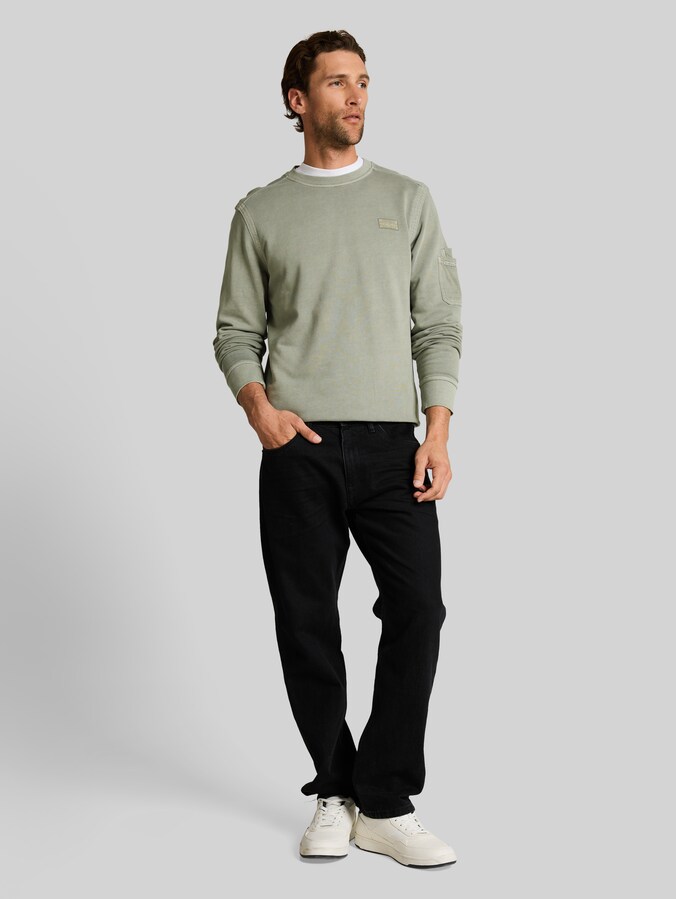 Sweatshirt mit Ärmeltasche von Men, Greyish Shadow Olive