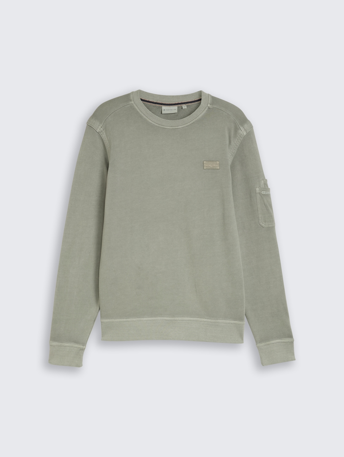 Sweatshirt mit Ärmeltasche - Greyish Shadow Olive - Vorder-Produkt-Ansicht