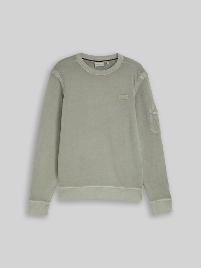 Sweatshirt mit Ärmeltasche von Men, Greyish Shadow Olive