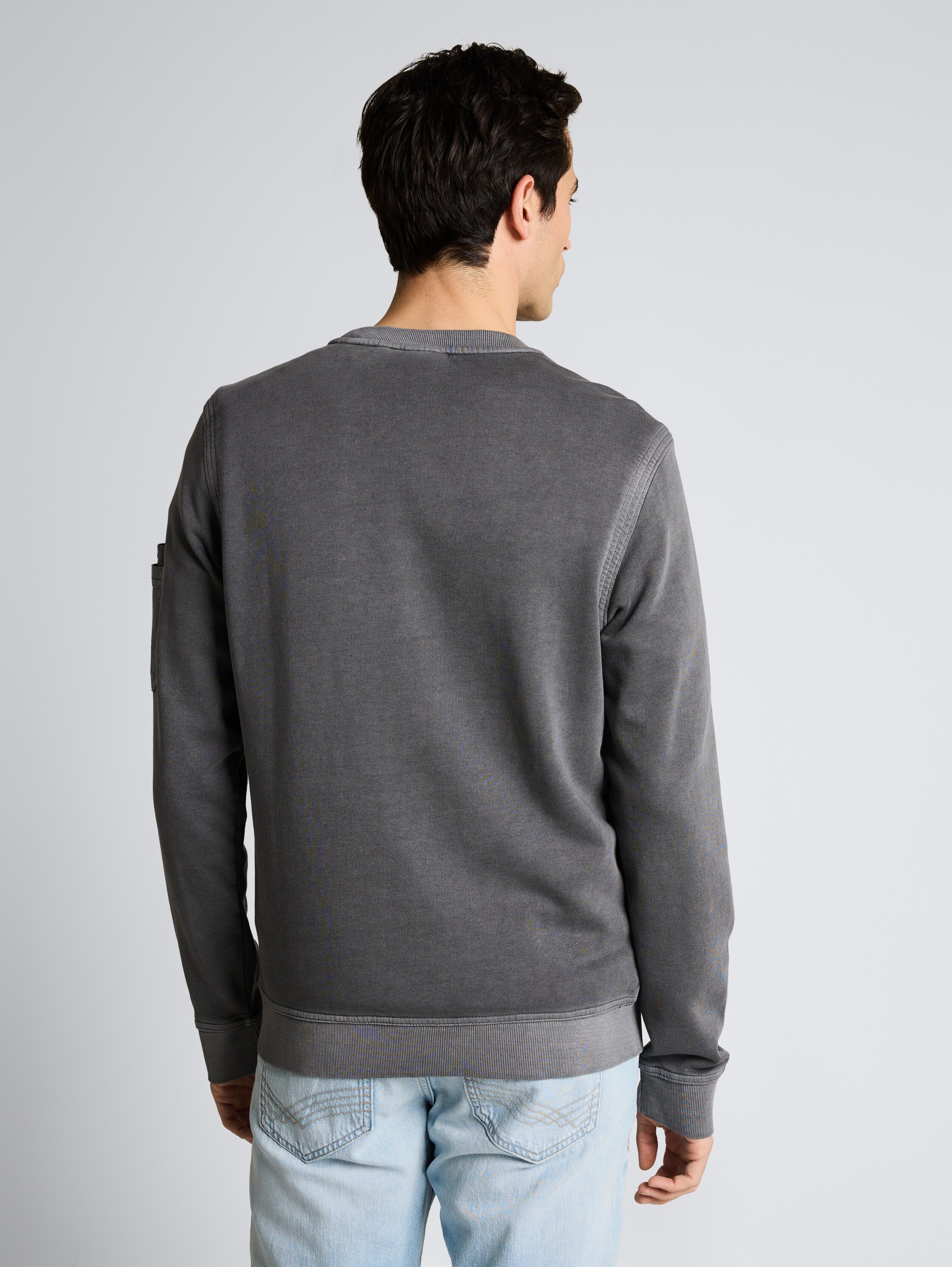 Sweatshirt met zak op de mouw - Tarmac Grey - Neklijn model-achteraanzicht