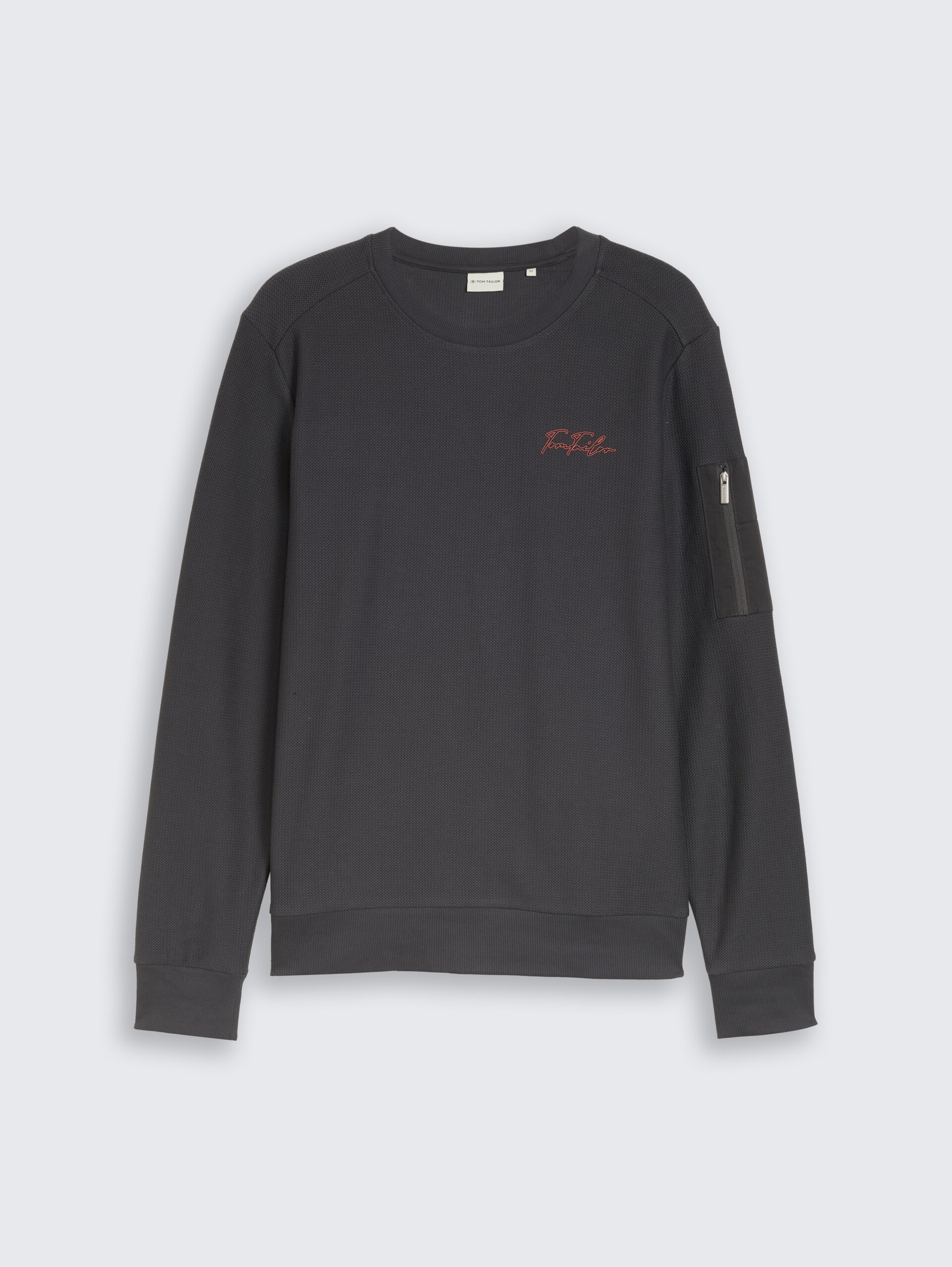 Sweatshirt mit Reißverschlusstasche - Tarmac Grey - Vorder-Produkt-Ansicht