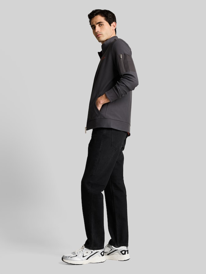 Sweatjacke mit Stehkragen von Men, Tarmac Grey
