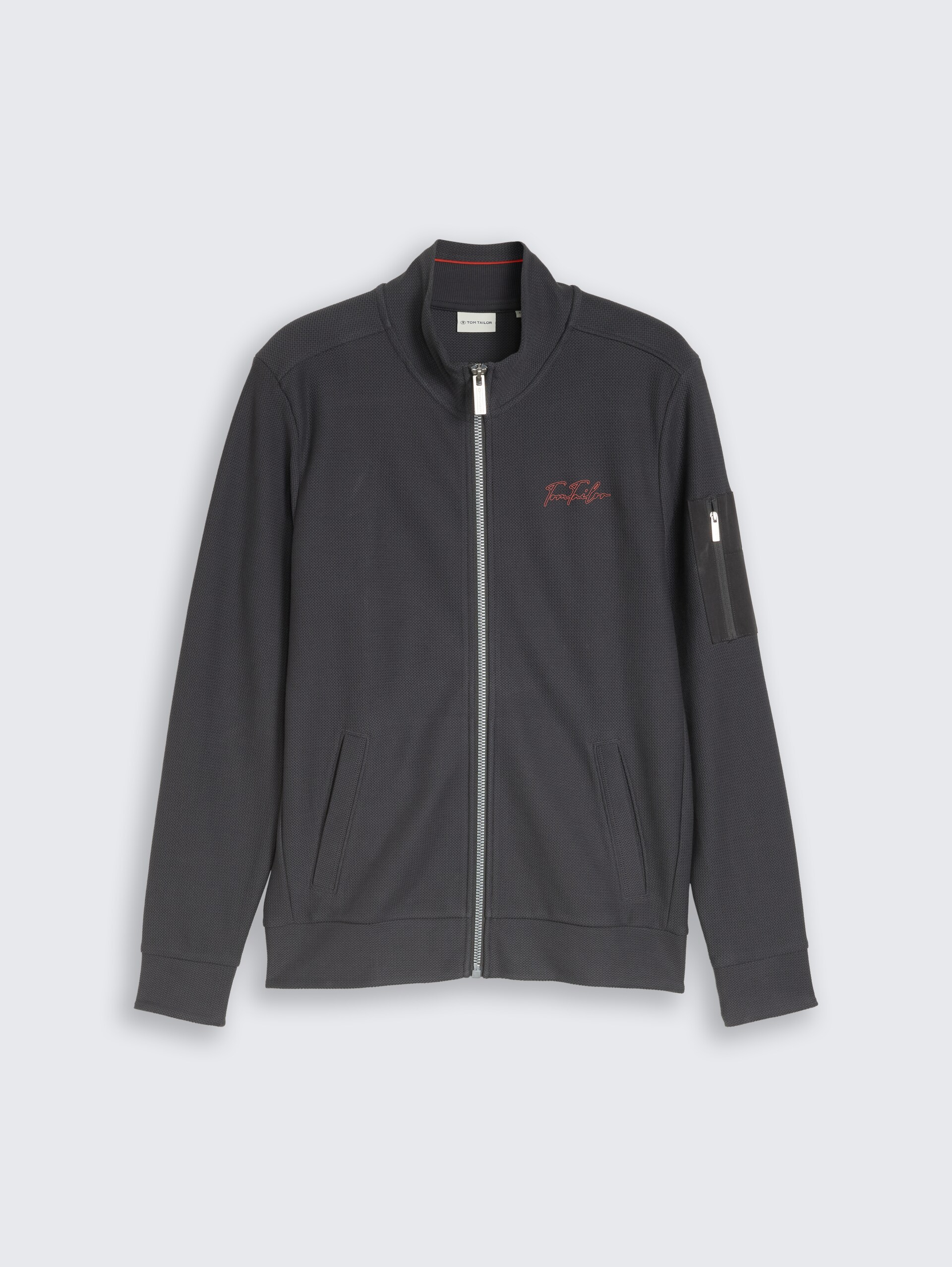Sweatjacke mit Stehkragen - Tarmac Grey - Vorder-Produkt-Ansicht