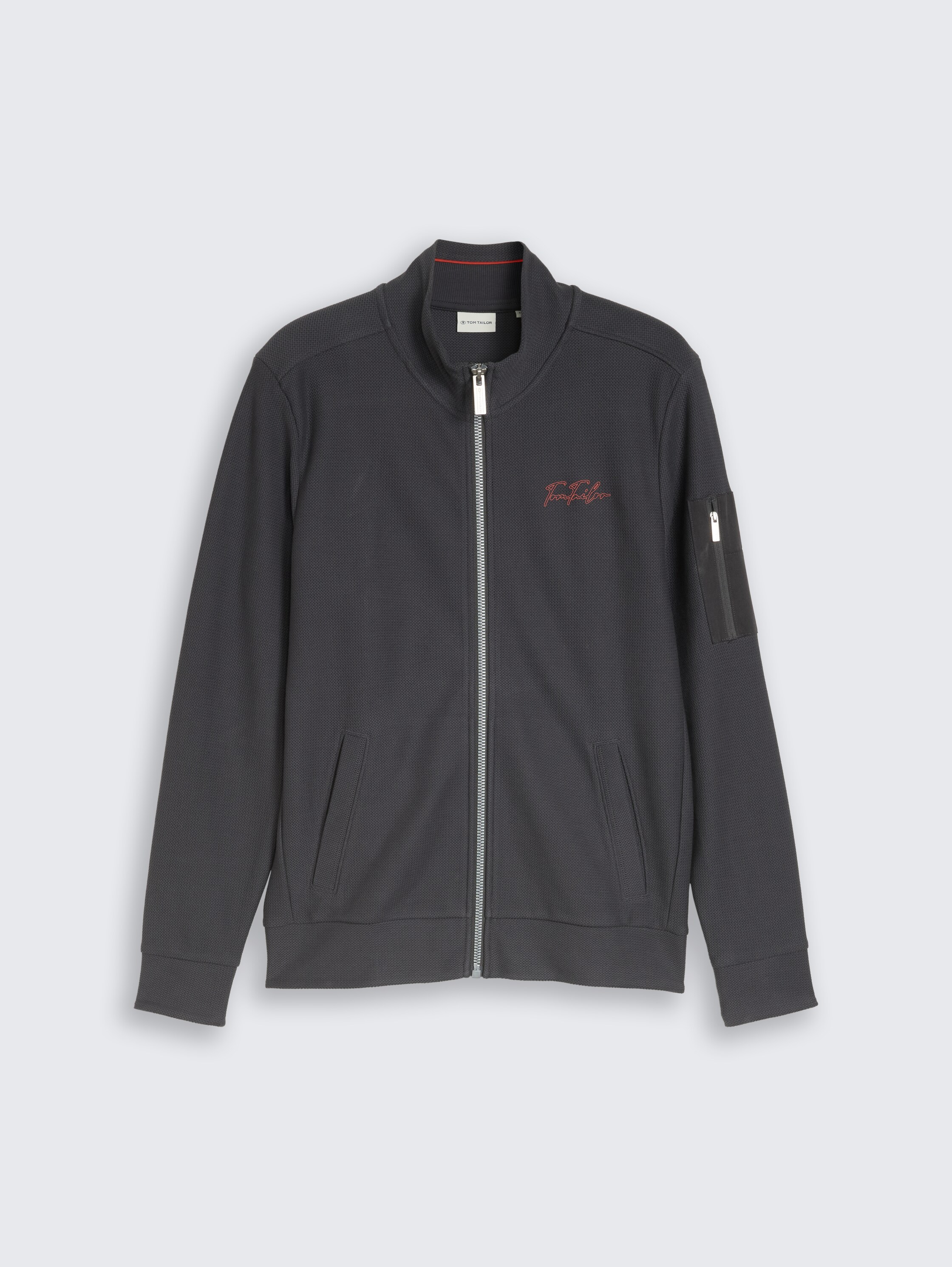 Sweatjack met opstaande kraag - Tarmac Grey - Product vooraanzicht