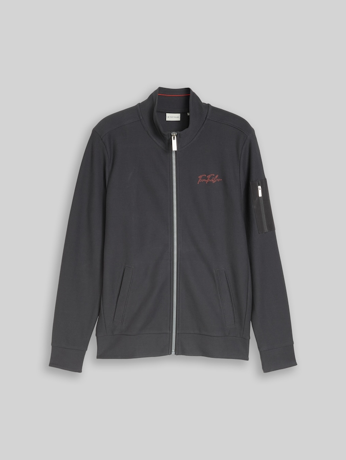 Sweatjack met opstaande kraag door Men, Tarmac Grey