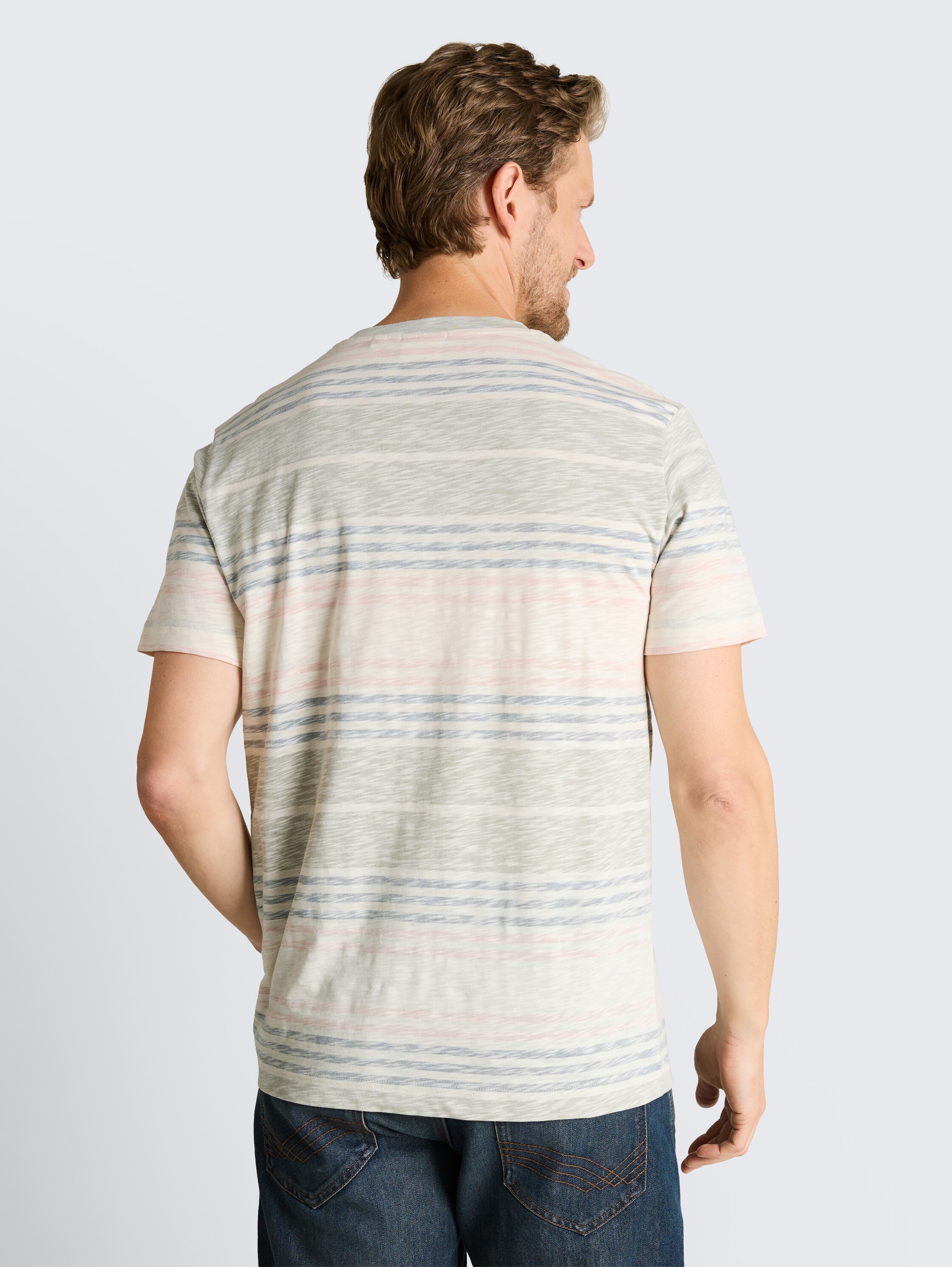 T-shirt with inside-out stripe pattern - rose_teal_multi_color_stripe - 