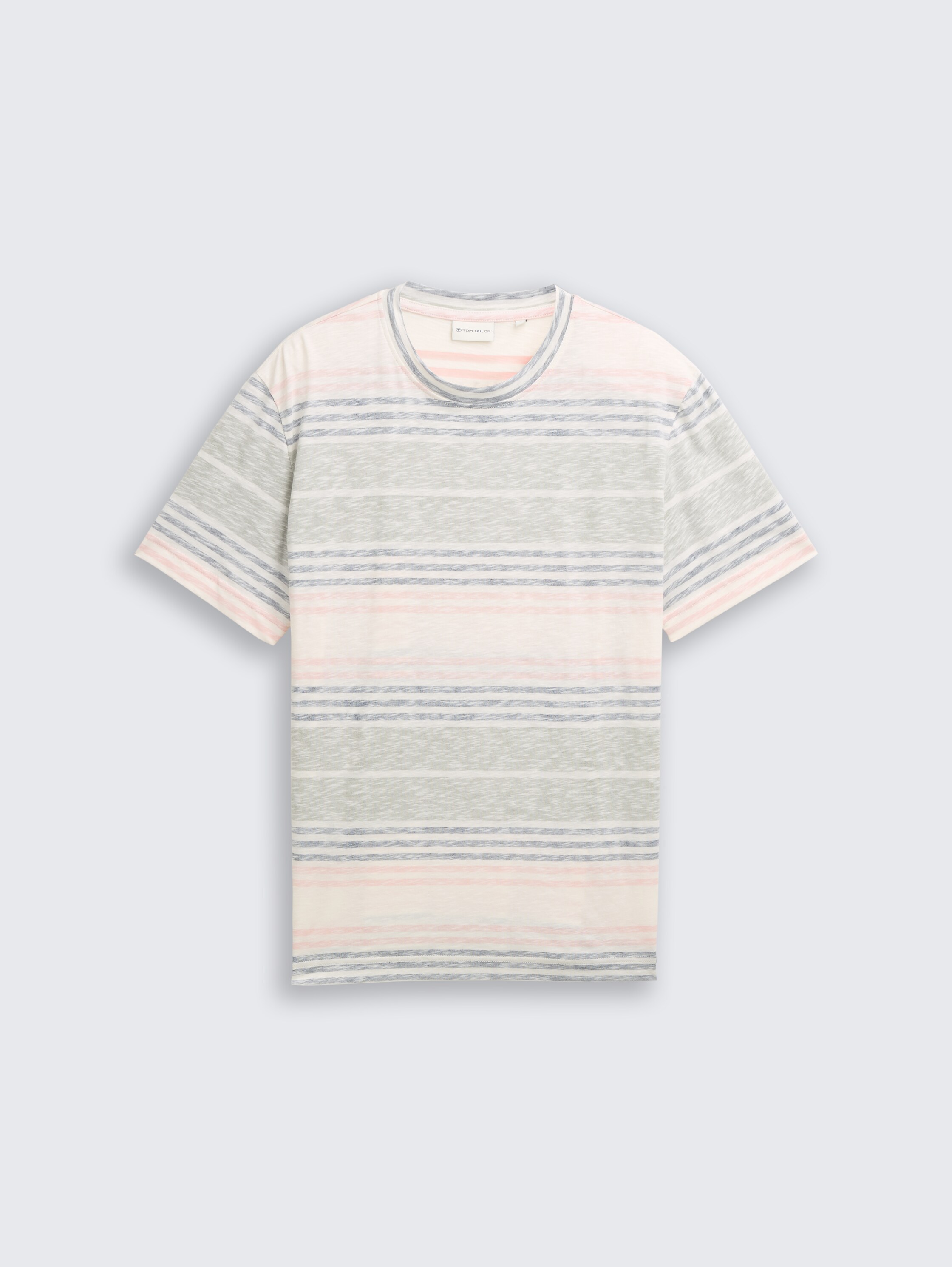 T-shirt with inside-out stripe pattern - rose_teal_multi_color_stripe - 