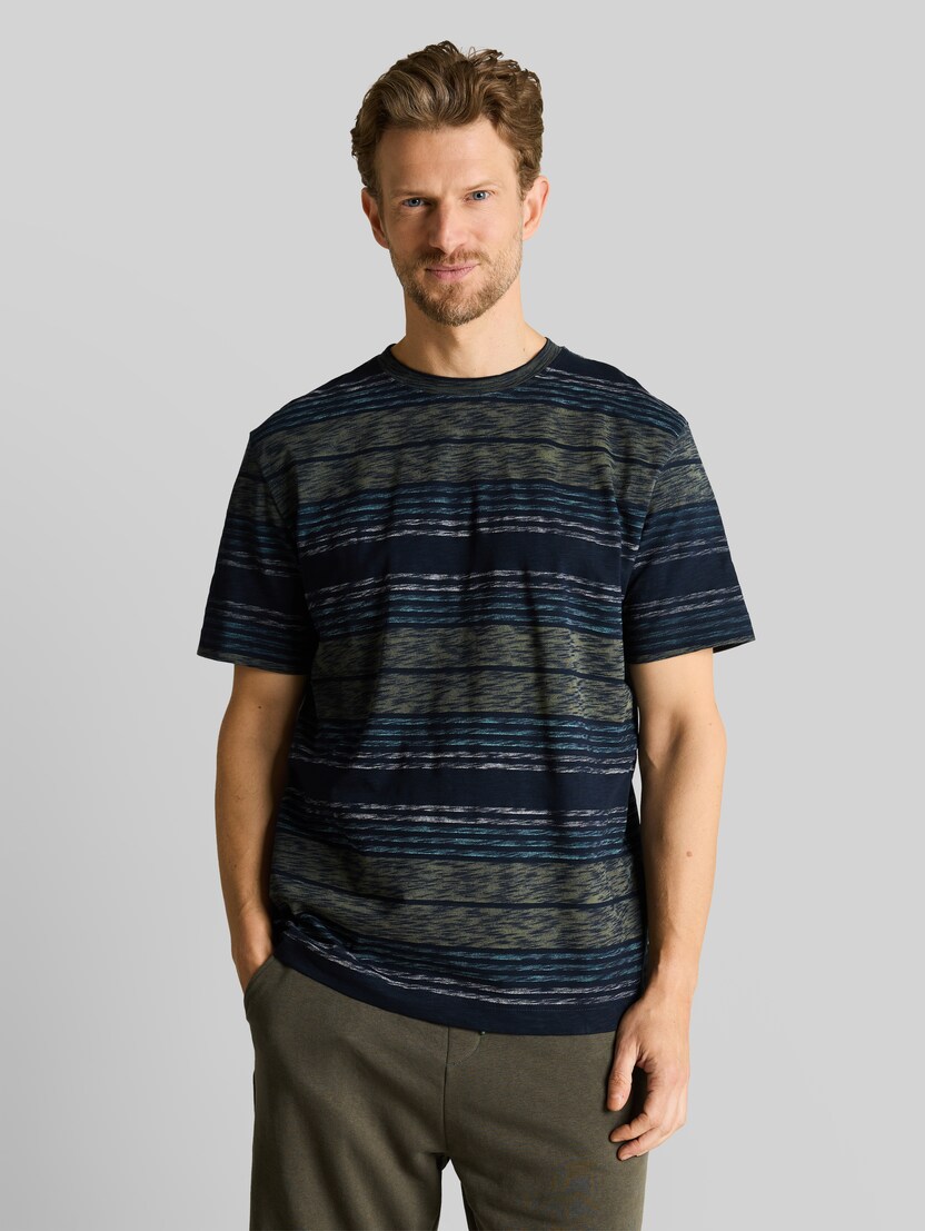 T-shirt met inside-out streepjesmotief door Men, deep leaf green multi stripe