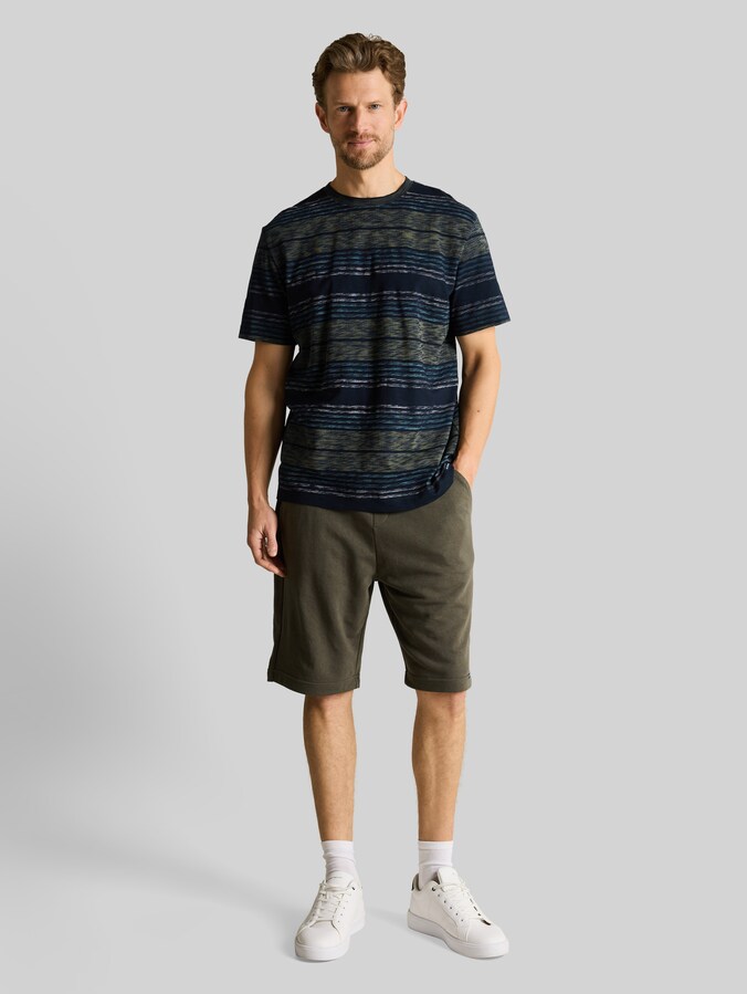 T-shirt met inside-out streepjesmotief door Men, deep leaf green multi stripe