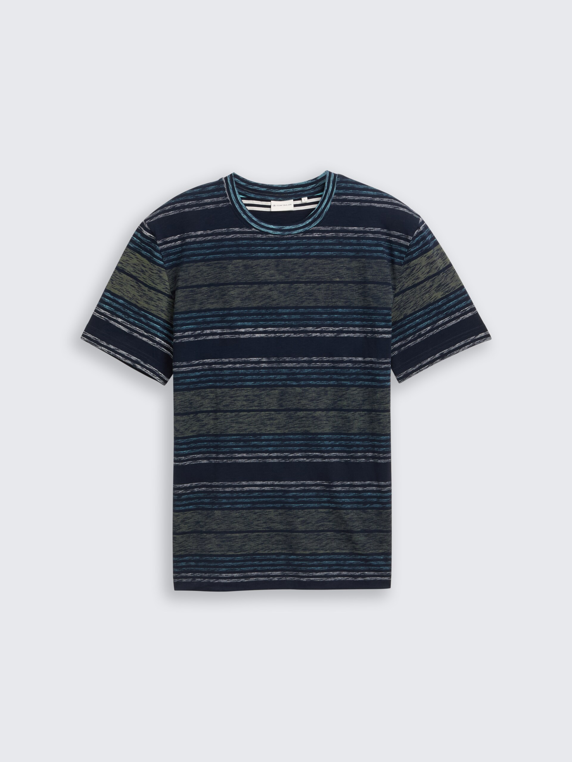 T-Shirt mit Inside-Out Streifenmuster - deep leaf green multi stripe - Vorder-Produkt-Ansicht