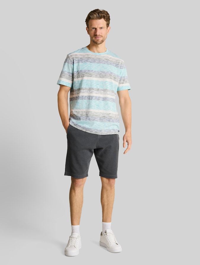 T-shirt met inside-out streepjesmotief door Men, river teal multi color stripe