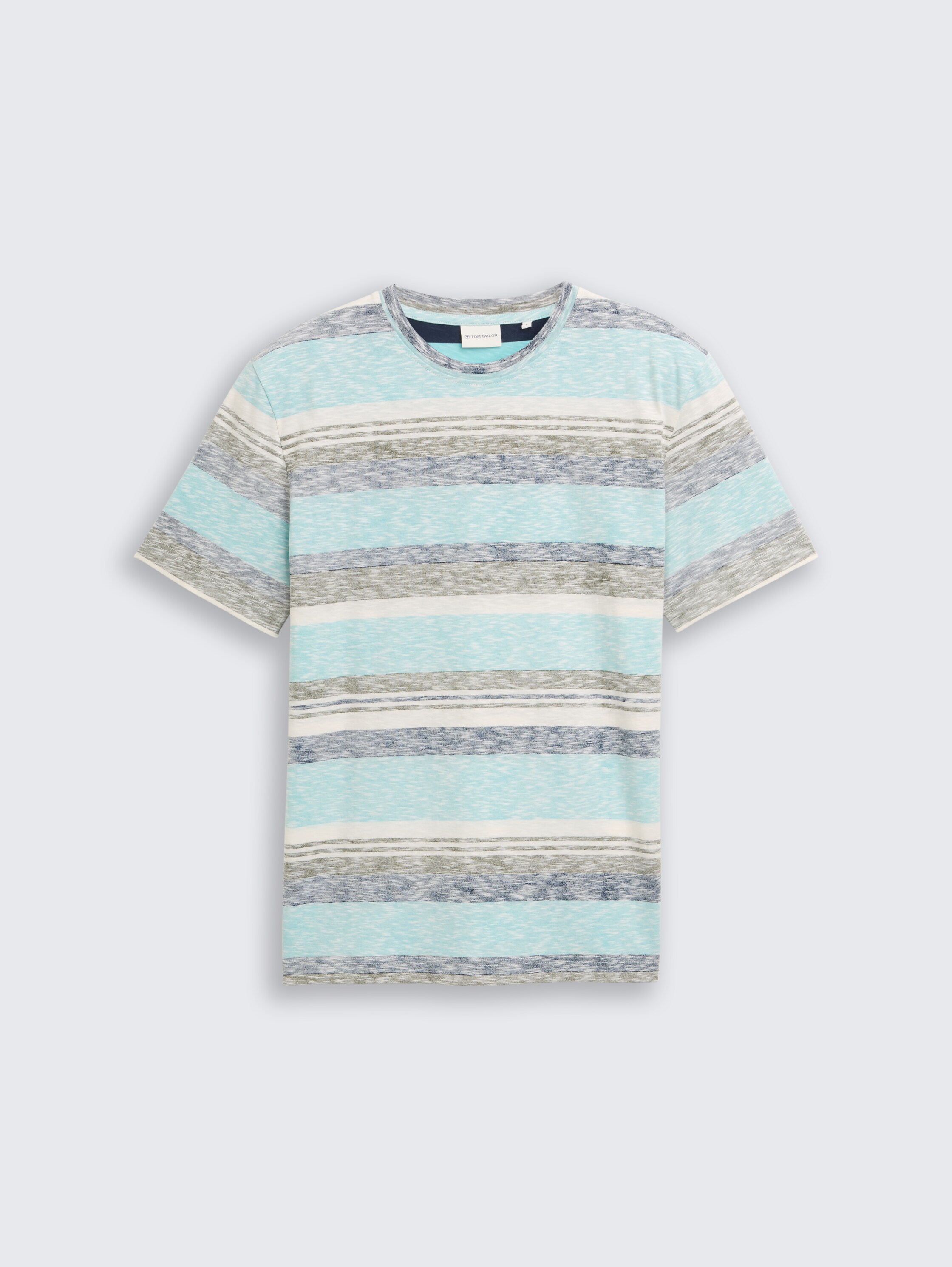 T-shirt with inside-out stripe pattern - river_teal_multi_color_stripe - 