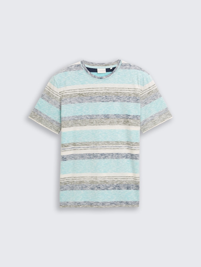T-Shirt mit Inside-Out Streifenmuster von Men, river teal multi color stripe
