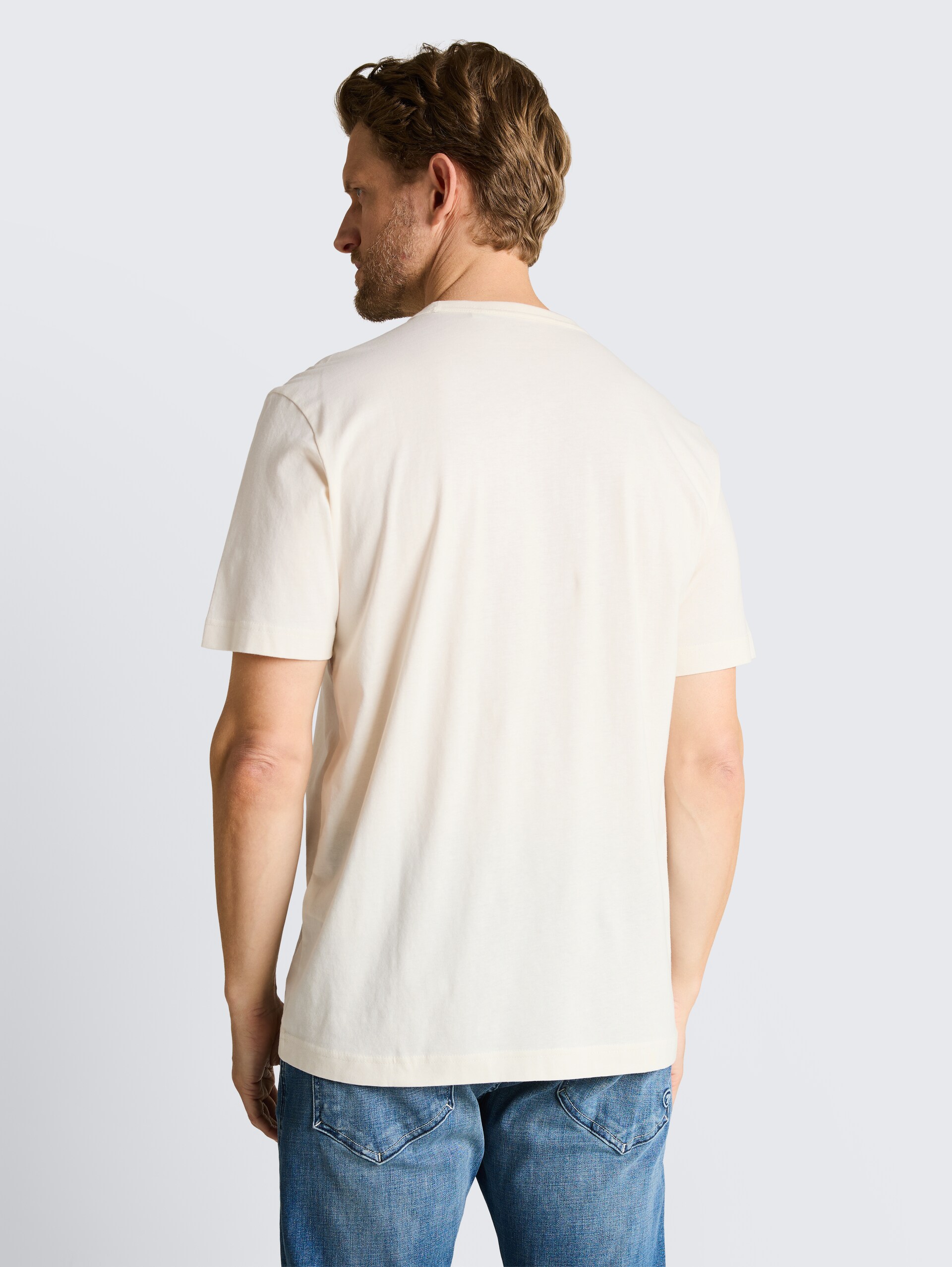 T-shirt with print - Gardenia White - Neckline model-back view