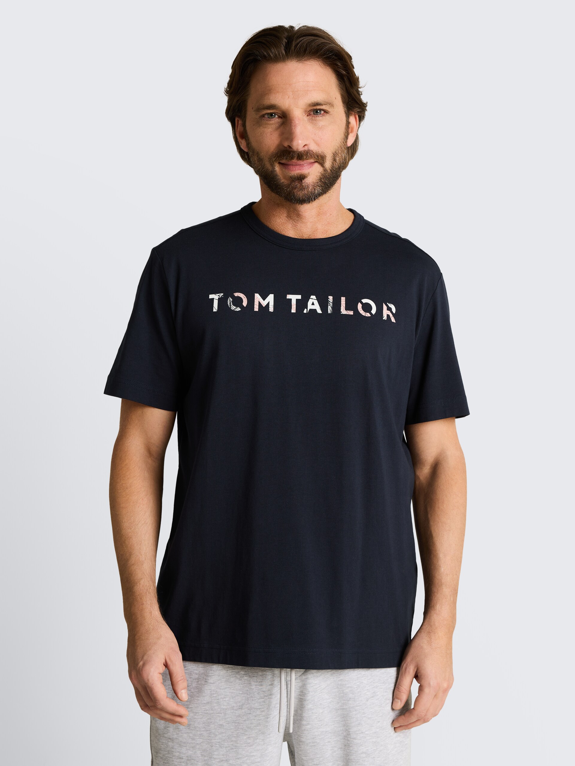 T-shirt met print - sky captain blue - Nek model vooraanzicht