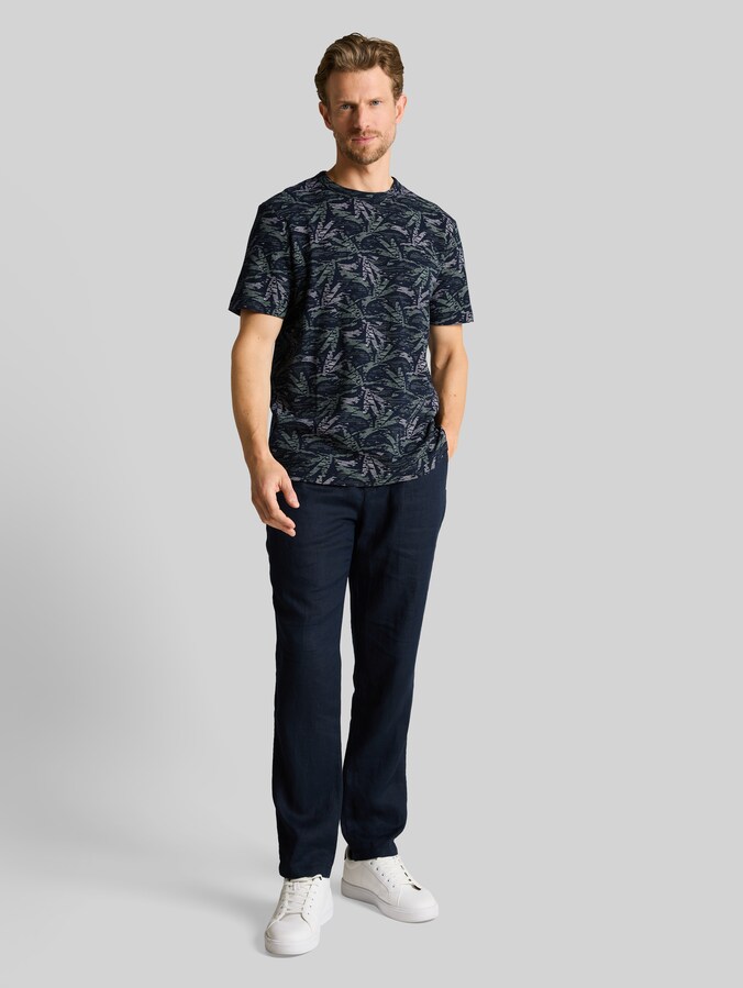 T-shirt with palm tree print by Men, navy green palm design
