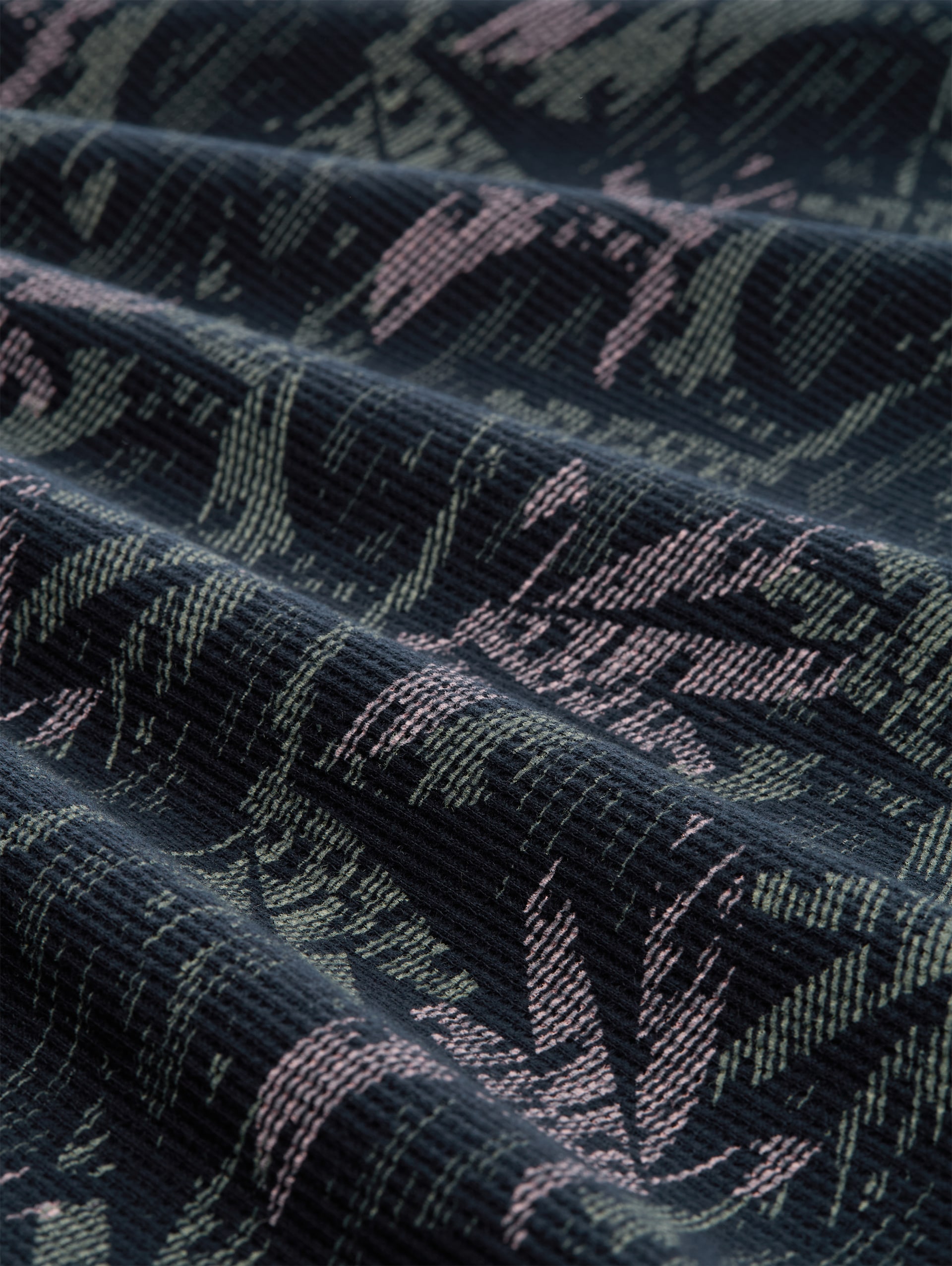 T-shirt met palmprint - navy green palm design - Materiaalweergave