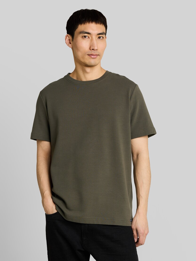 T-shirt van katoen door Men, leaf green ottoman