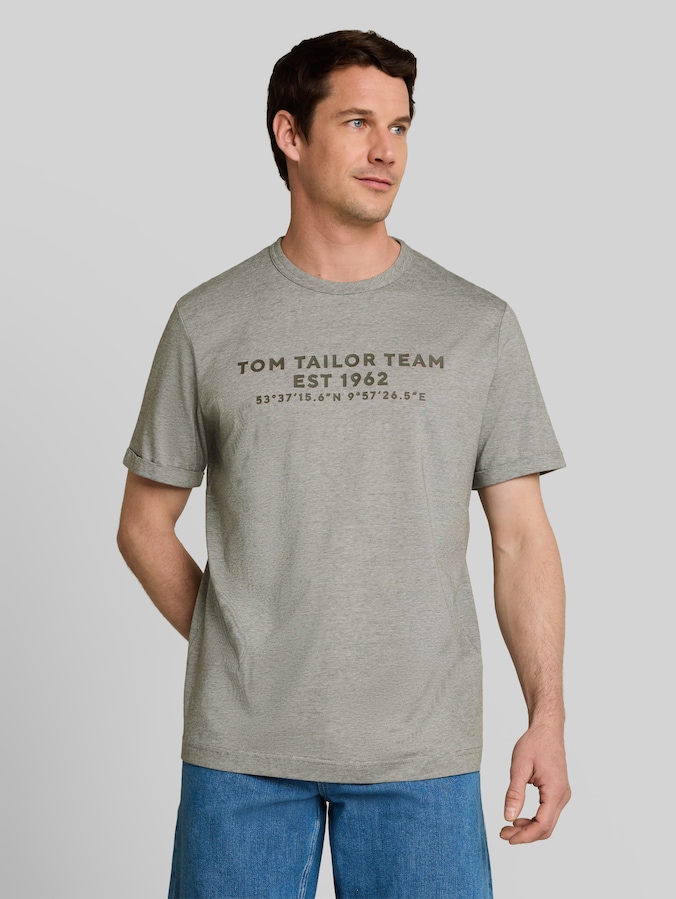 T-shirt avec logo imprimé par Men, deep green white stripes