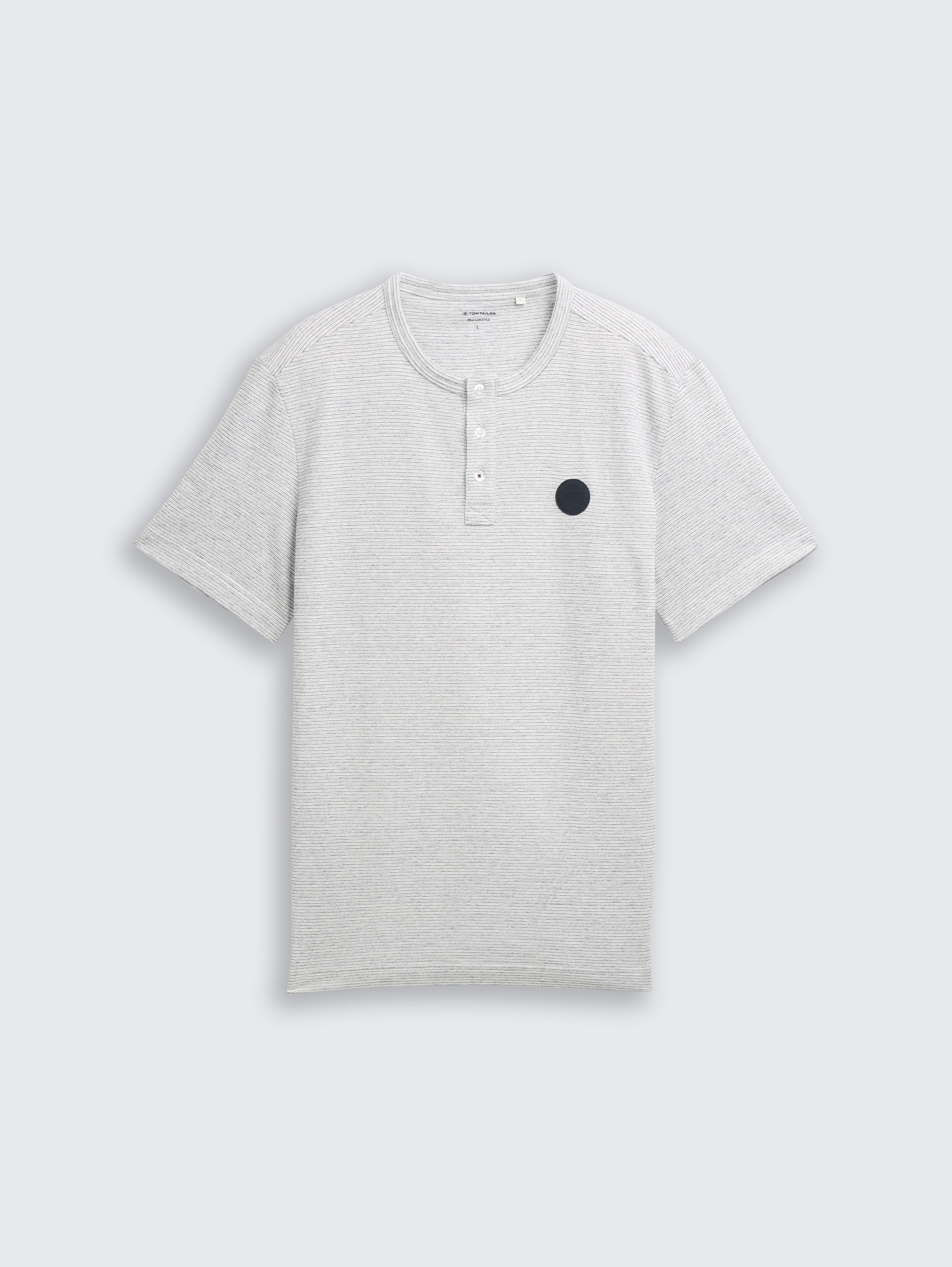 Henley T-Shirt in Melange-Optik - white_navy_inject_stripe - 