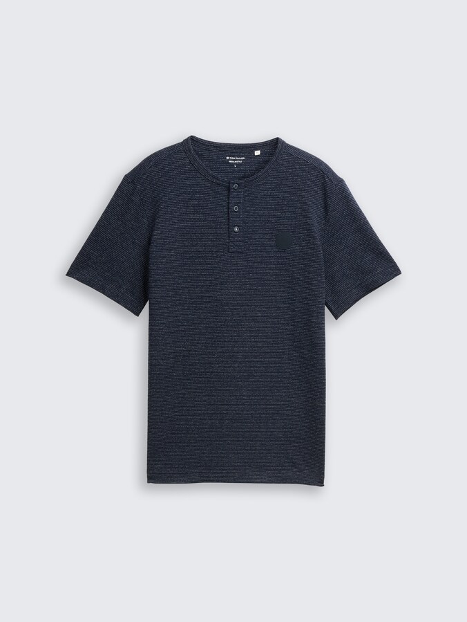 Henley T-Shirt in Melange-Optik von Men, white navy inject stripe