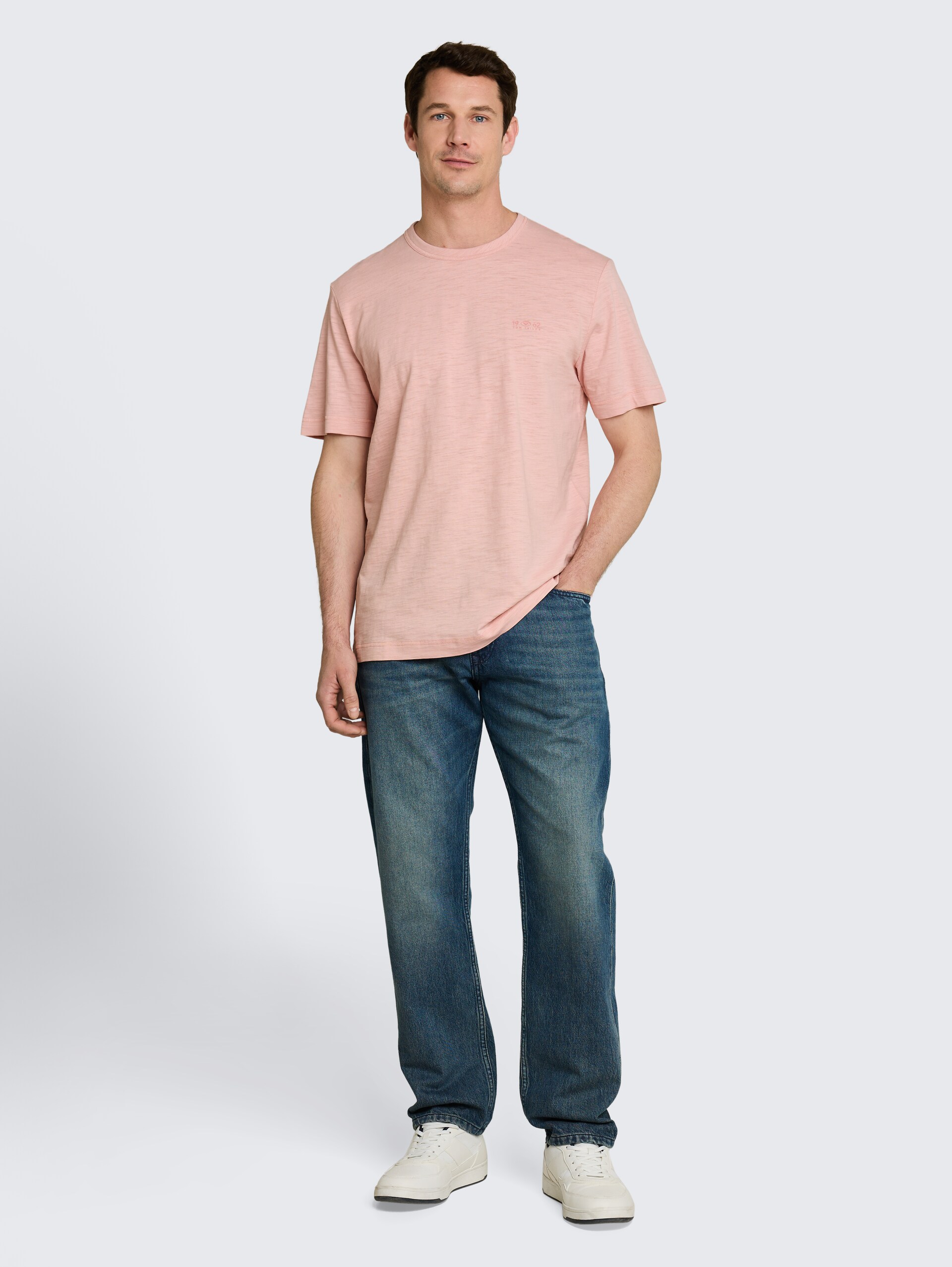T-Shirt in Melange-Optik - Twinkle Pink - Model-Vorderansicht