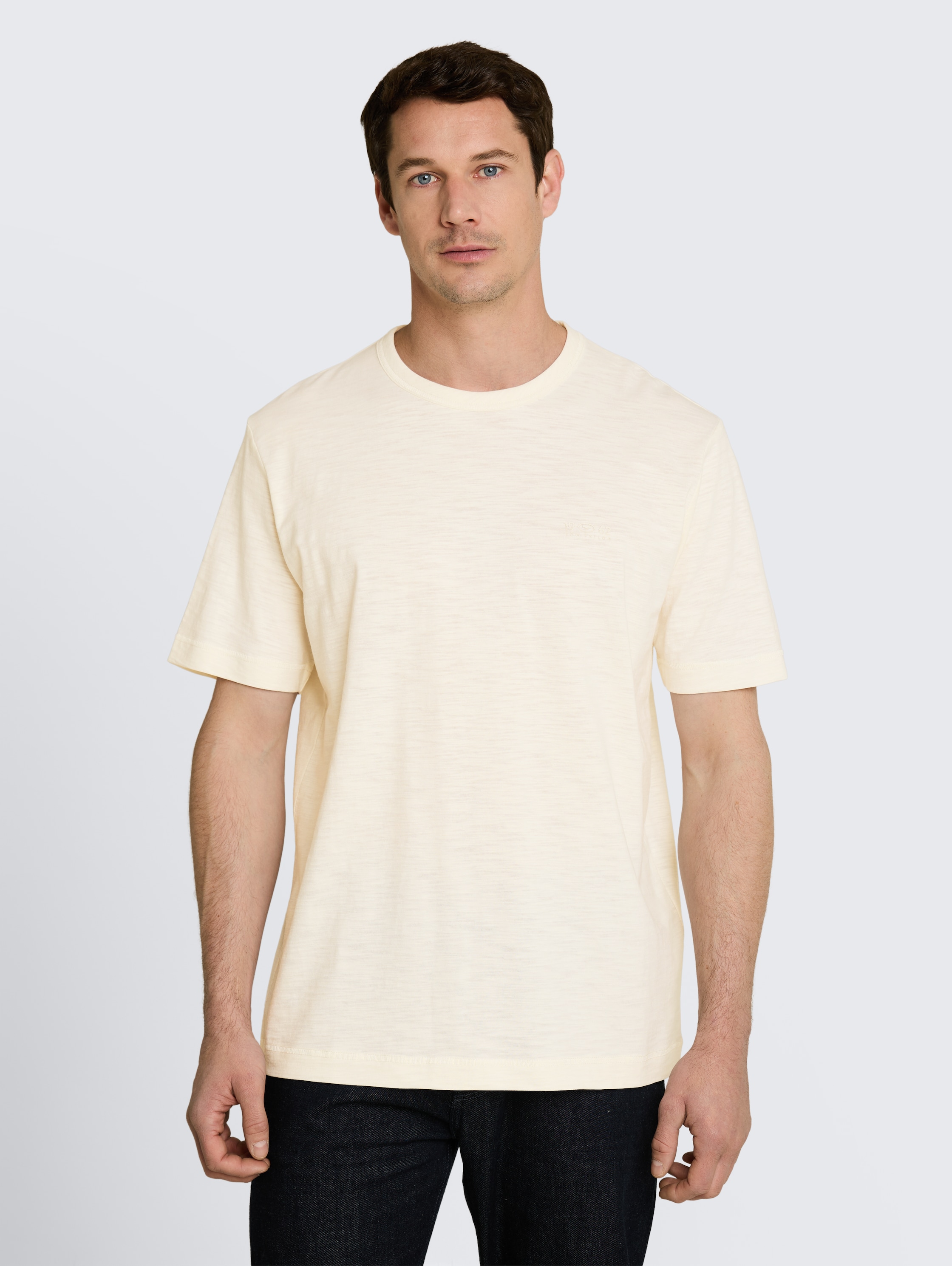 T-Shirt in Melange-Optik - gardenia_white - 