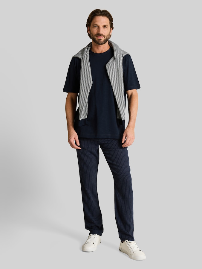T-shirt in melange look door Men, sky captain blue