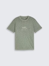 Tee shirt aspect mélangé avec imprimé - Greyish Shadow Olive - Vue de face du produit