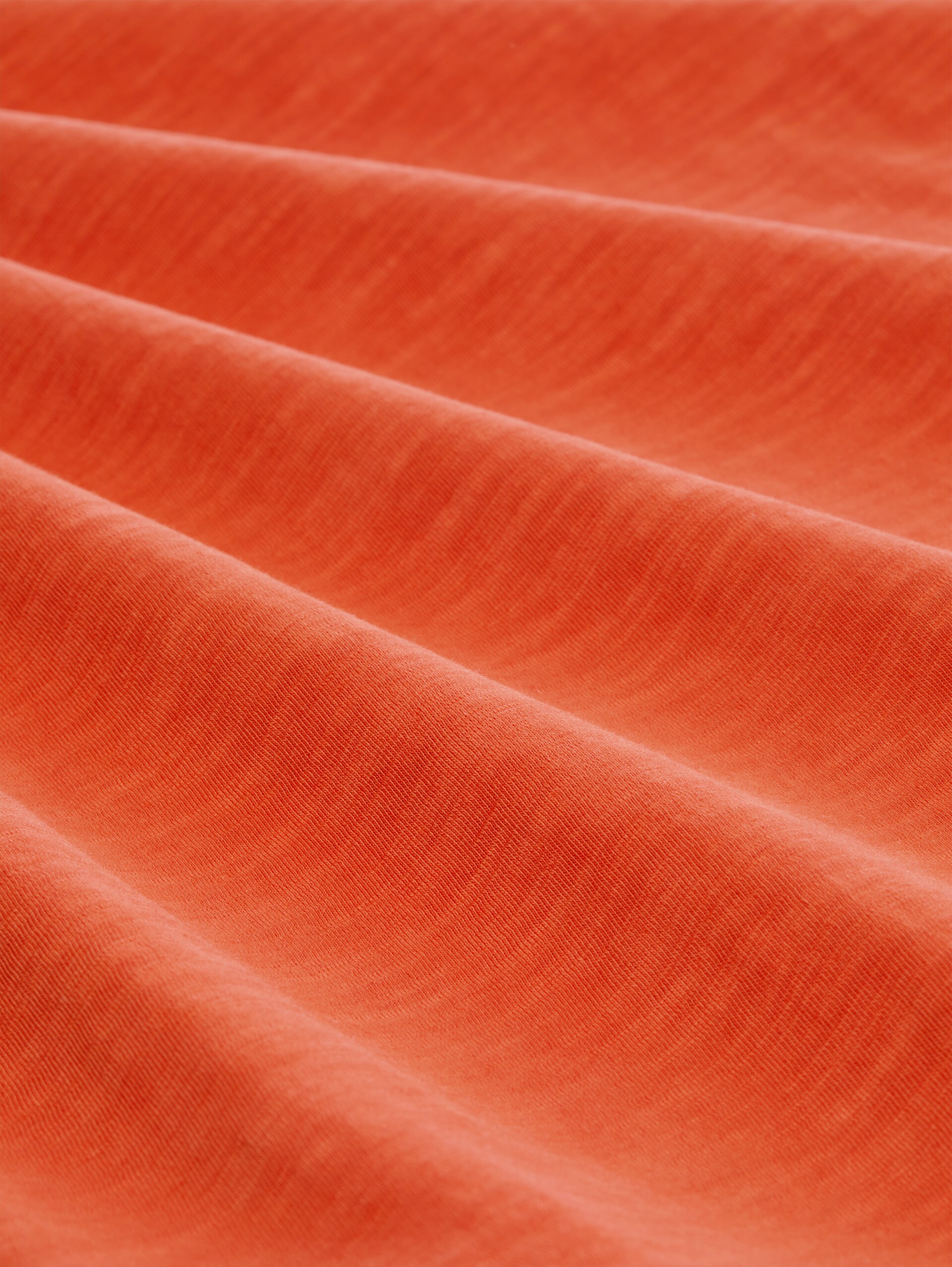 T-shirt in gemêleerde look met print - Chili Orange - Materiaalweergave