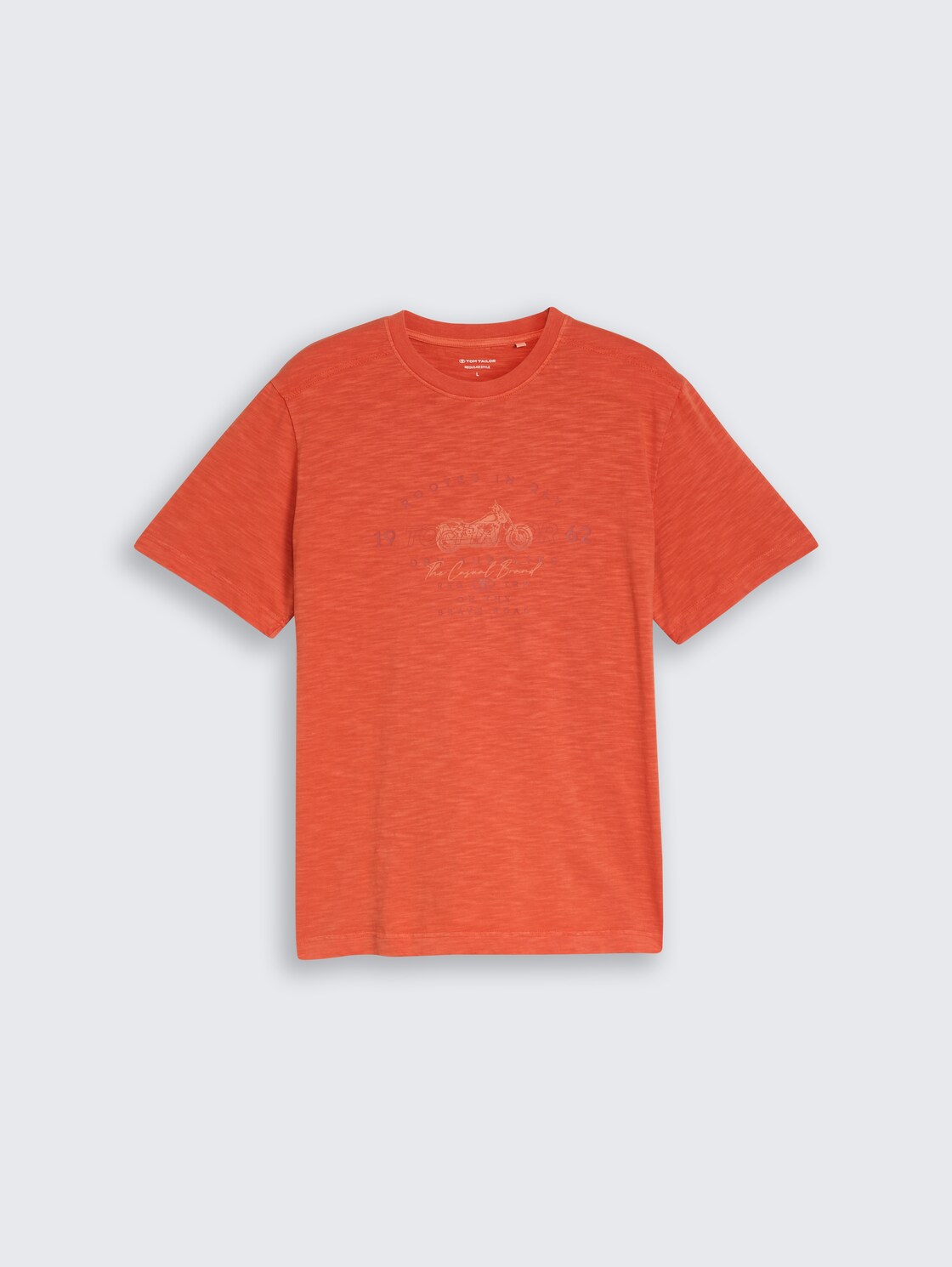 T-Shirt in Melange-Optik mit Print - Chili Orange - Vorder-Produkt-Ansicht