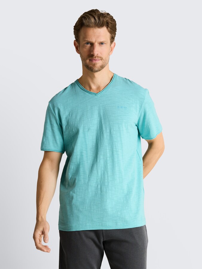T-Shirt mit V-Ausschnitt von Men, river teal