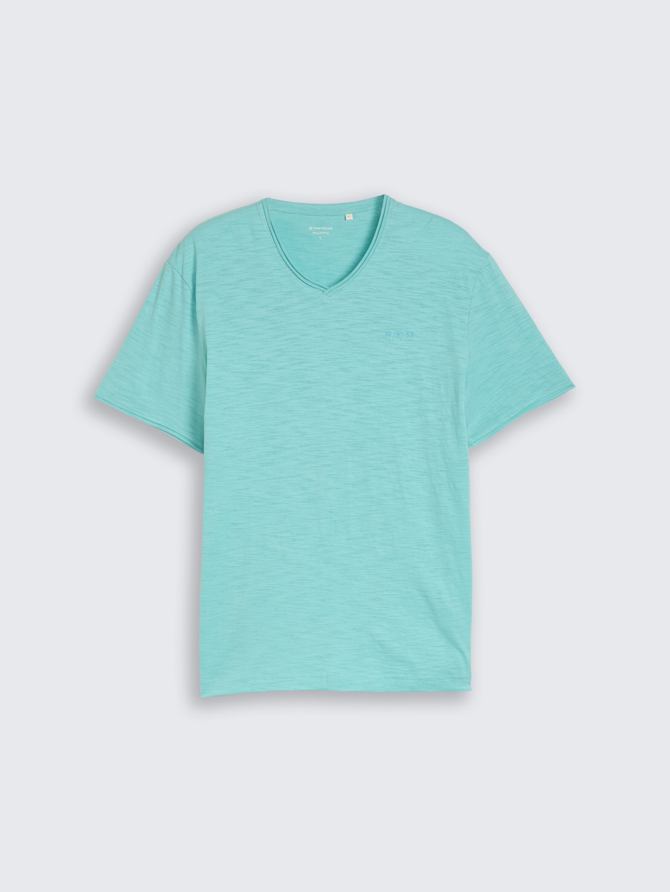 T-shirt with V-neck - river_teal - 