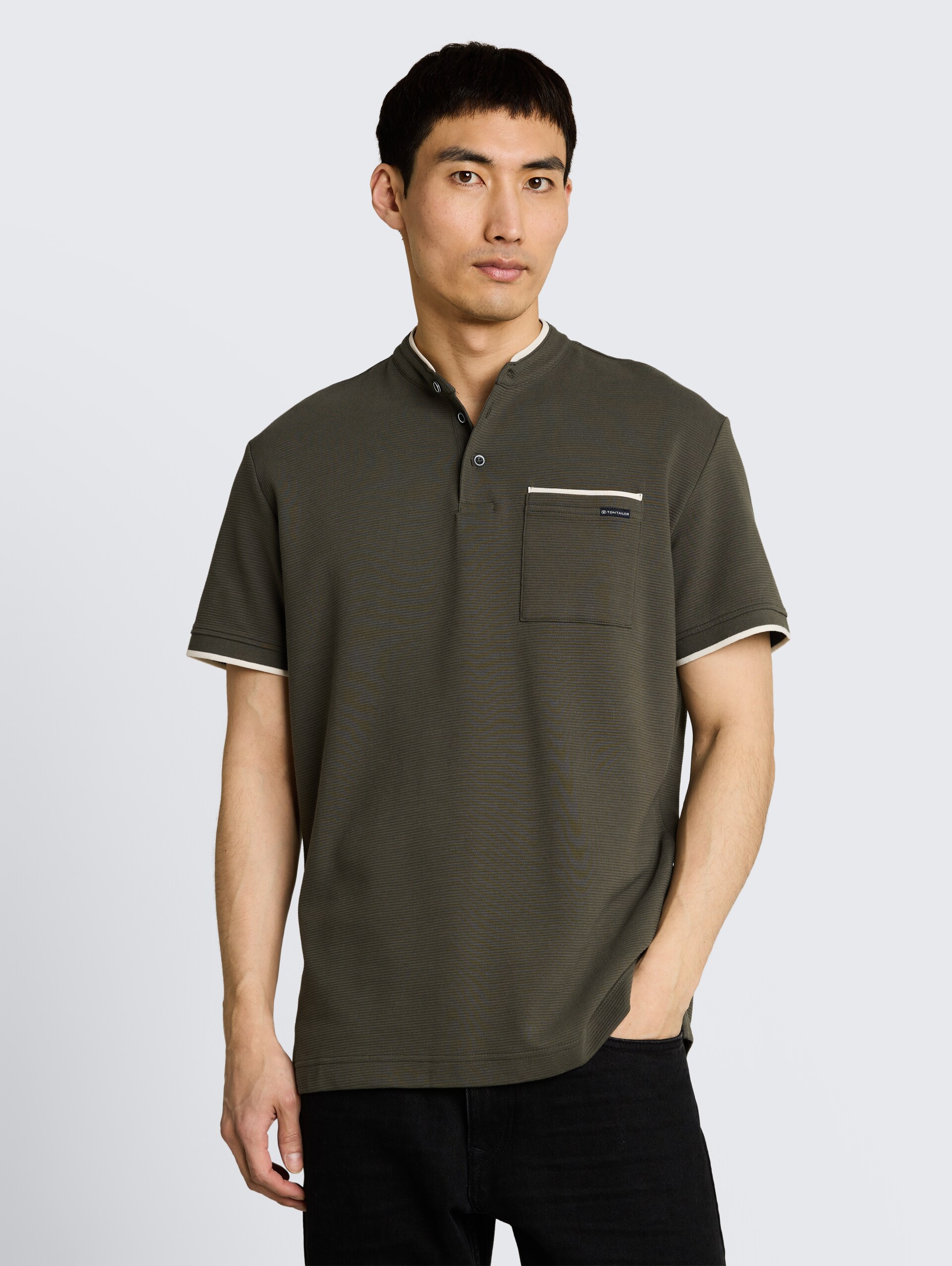 Poloshirt mit Brusttasche - leaf green ottoman