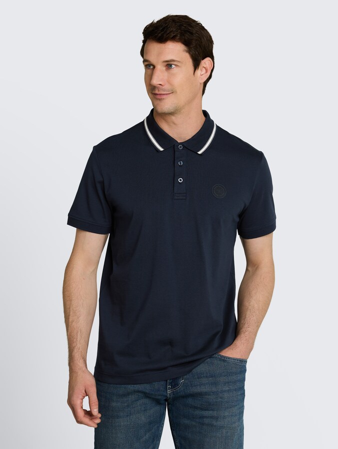 Jersey poloshirt met logo-badge door Men, sky captain blue