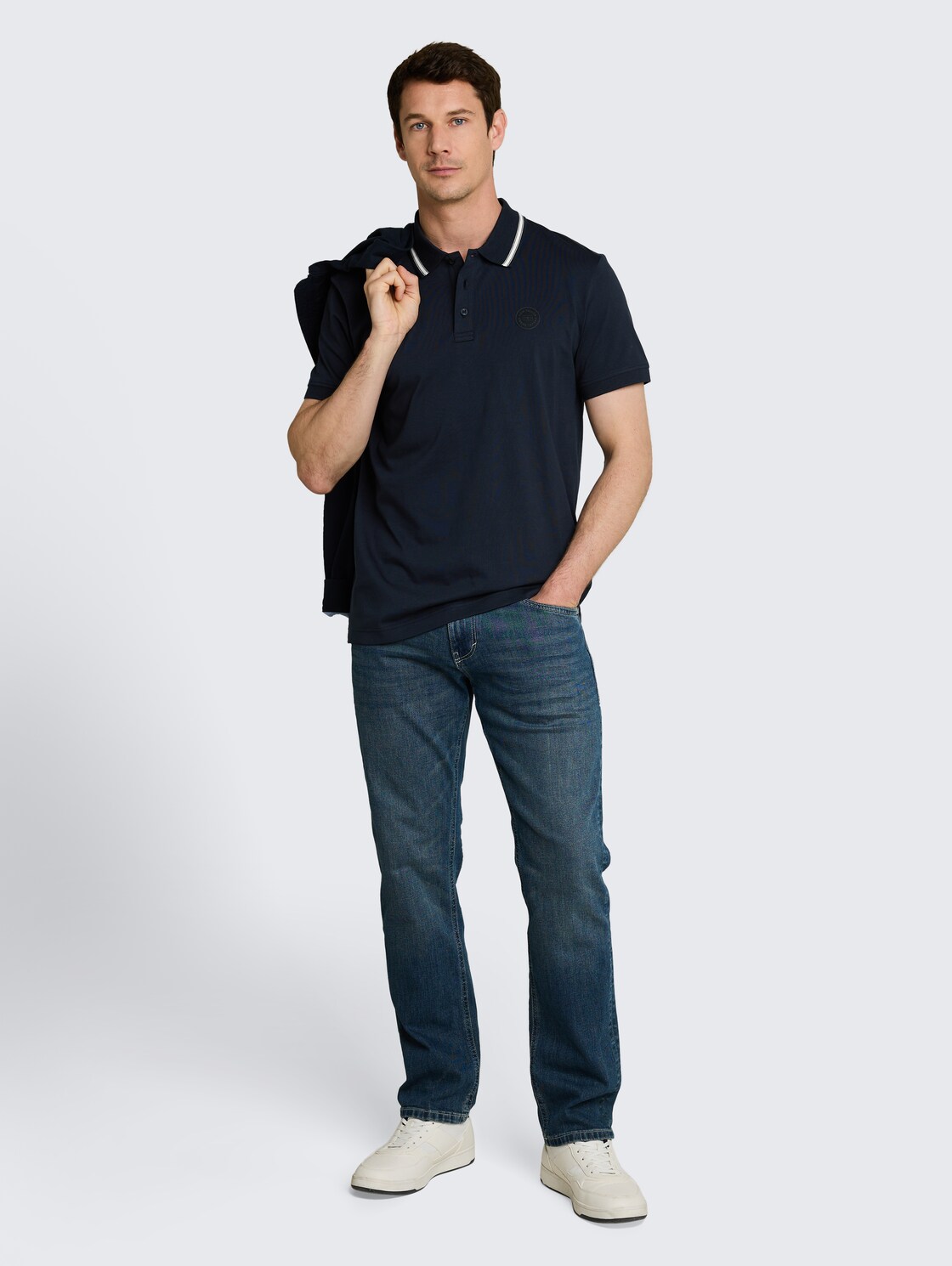 Jersey Poloshirt mit Logo-Badge - sky captain blue