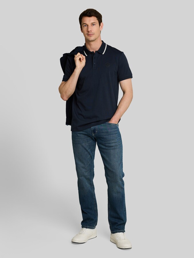 Jersey Poloshirt mit Logo-Badge von Men, sky captain blue