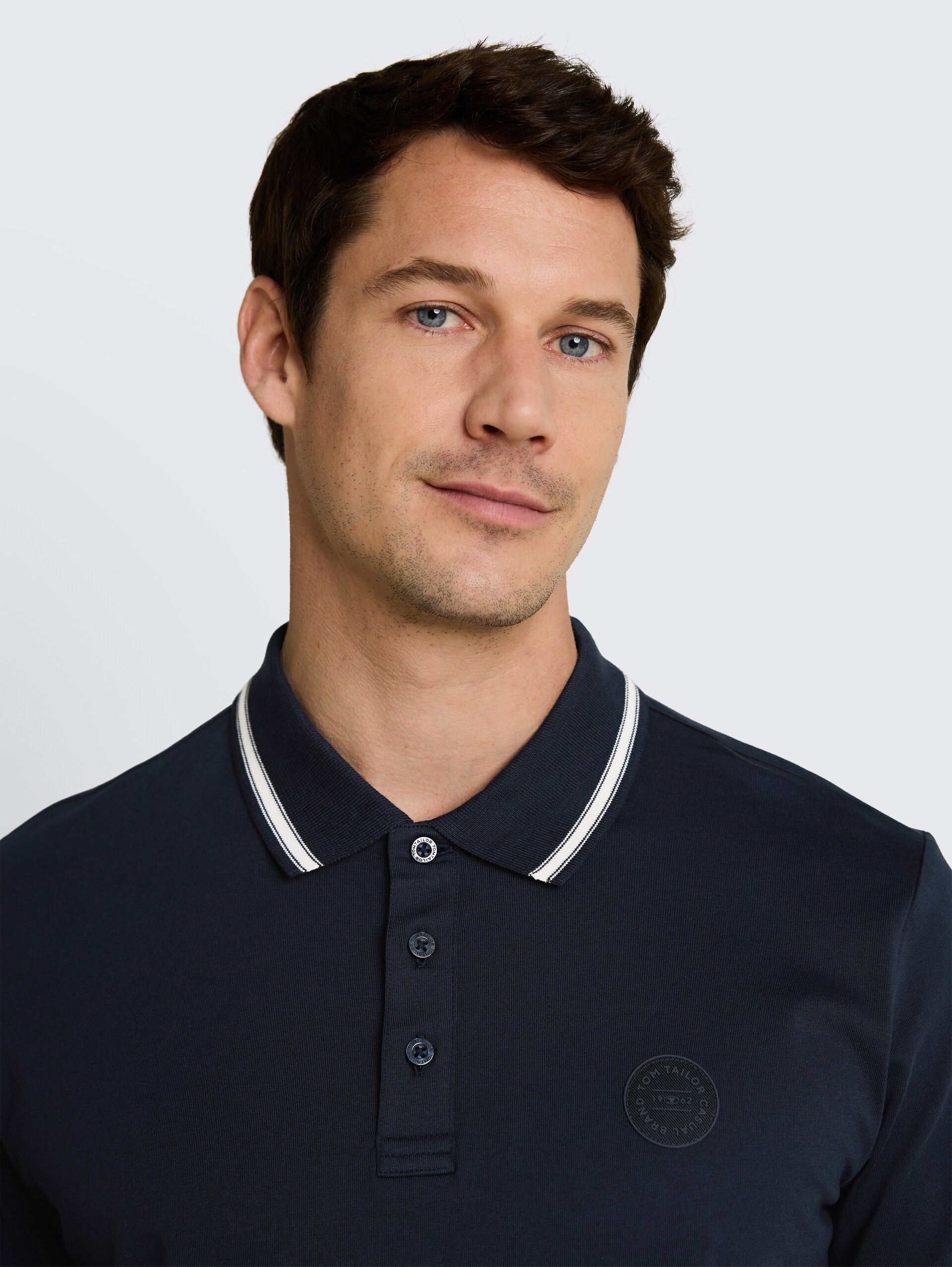 Jersey Poloshirt mit Logo-Badge - sky captain blue