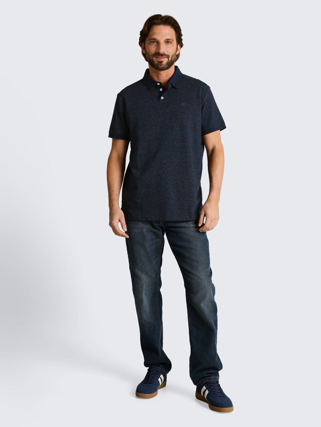 Poloshirt mit Logo-Print - white navy inject stripe