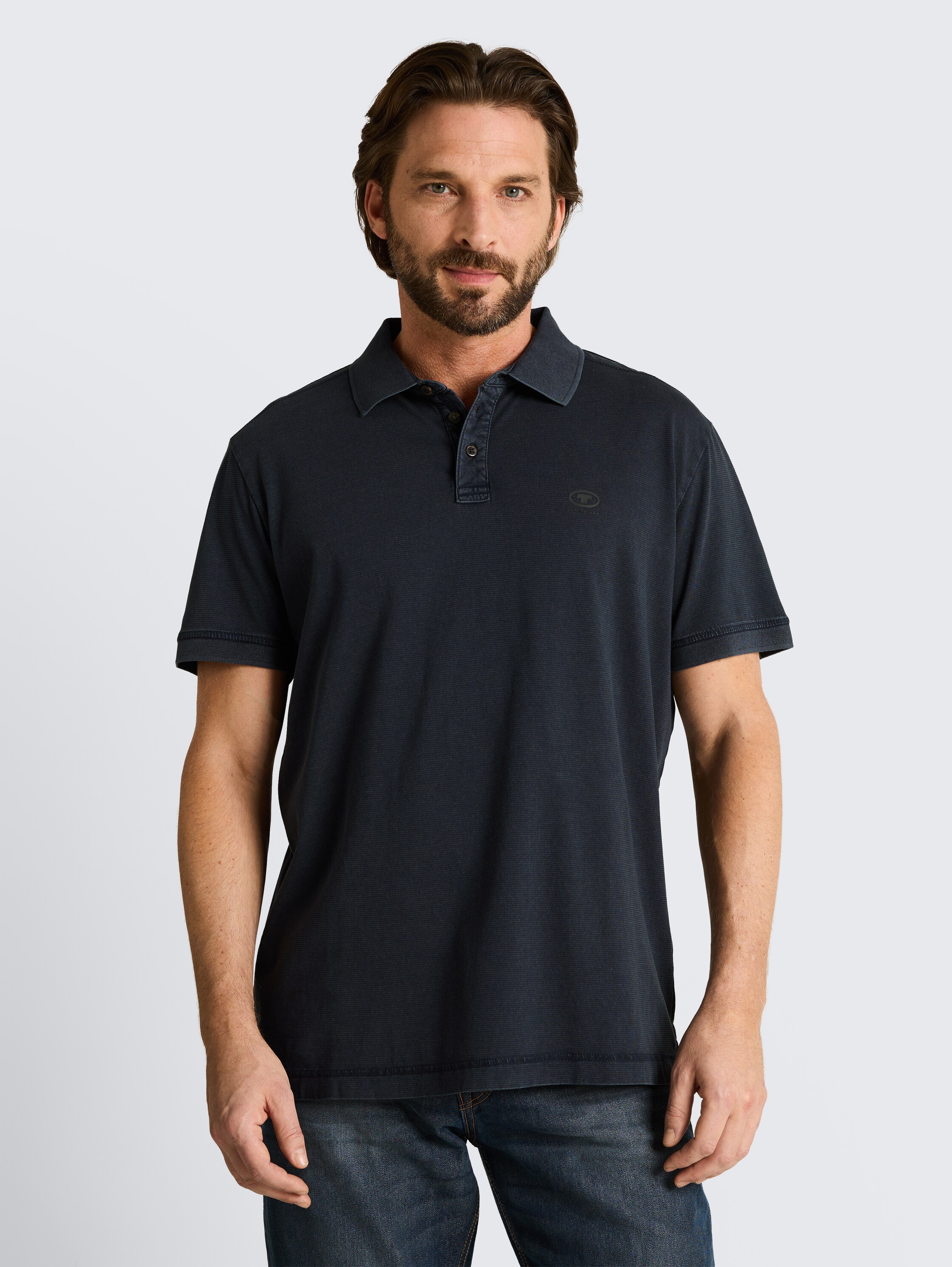 Poloshirt im Used-Look - navy_tonal_stripe - 